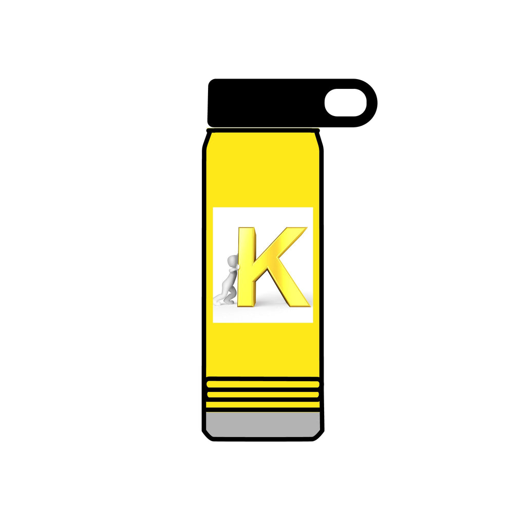 Yellow 3D K Monogram Water Bottle | Initial K Stainless Steel 20oz