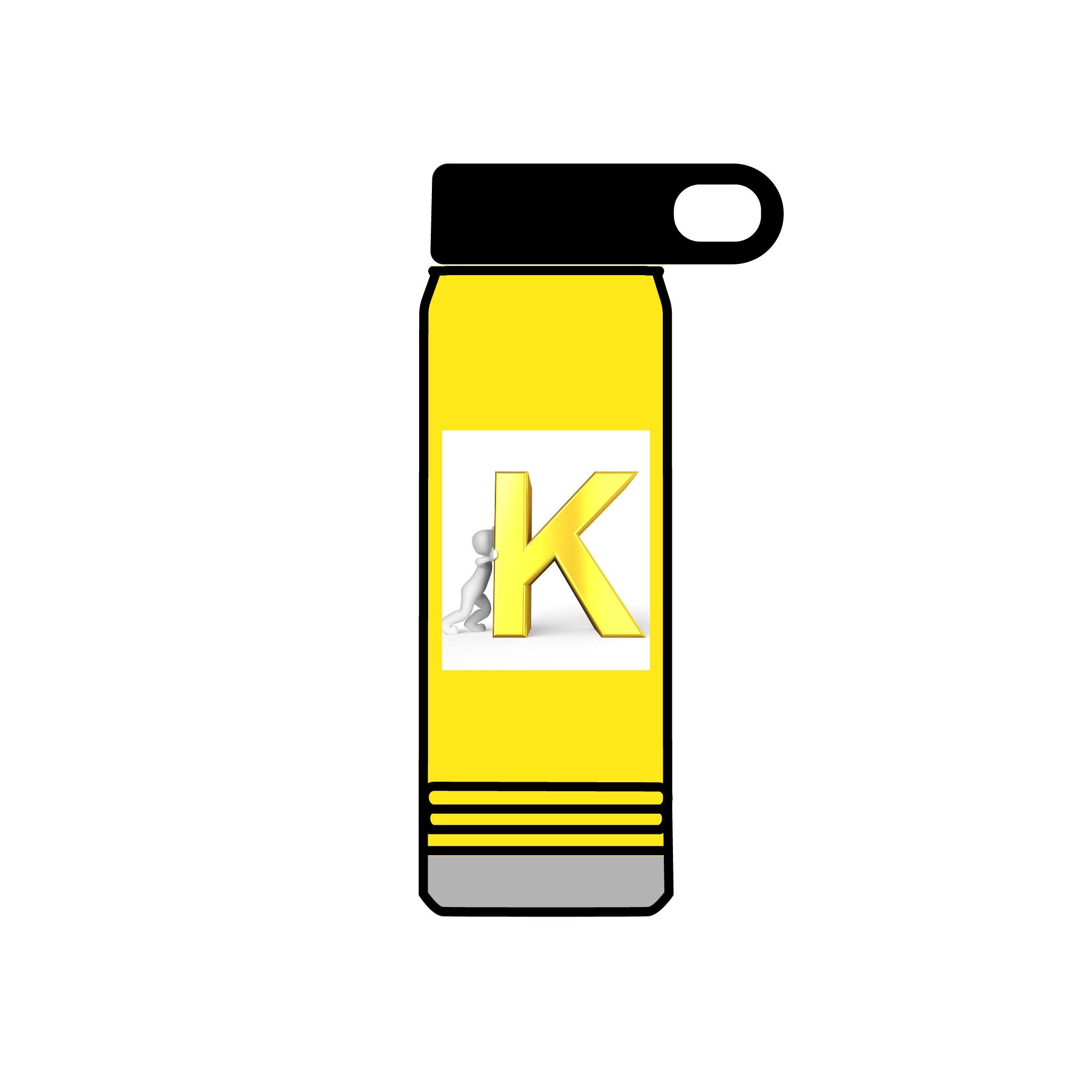 Yellow 3D K Monogram Water Bottle | Initial K Stainless Steel 20oz