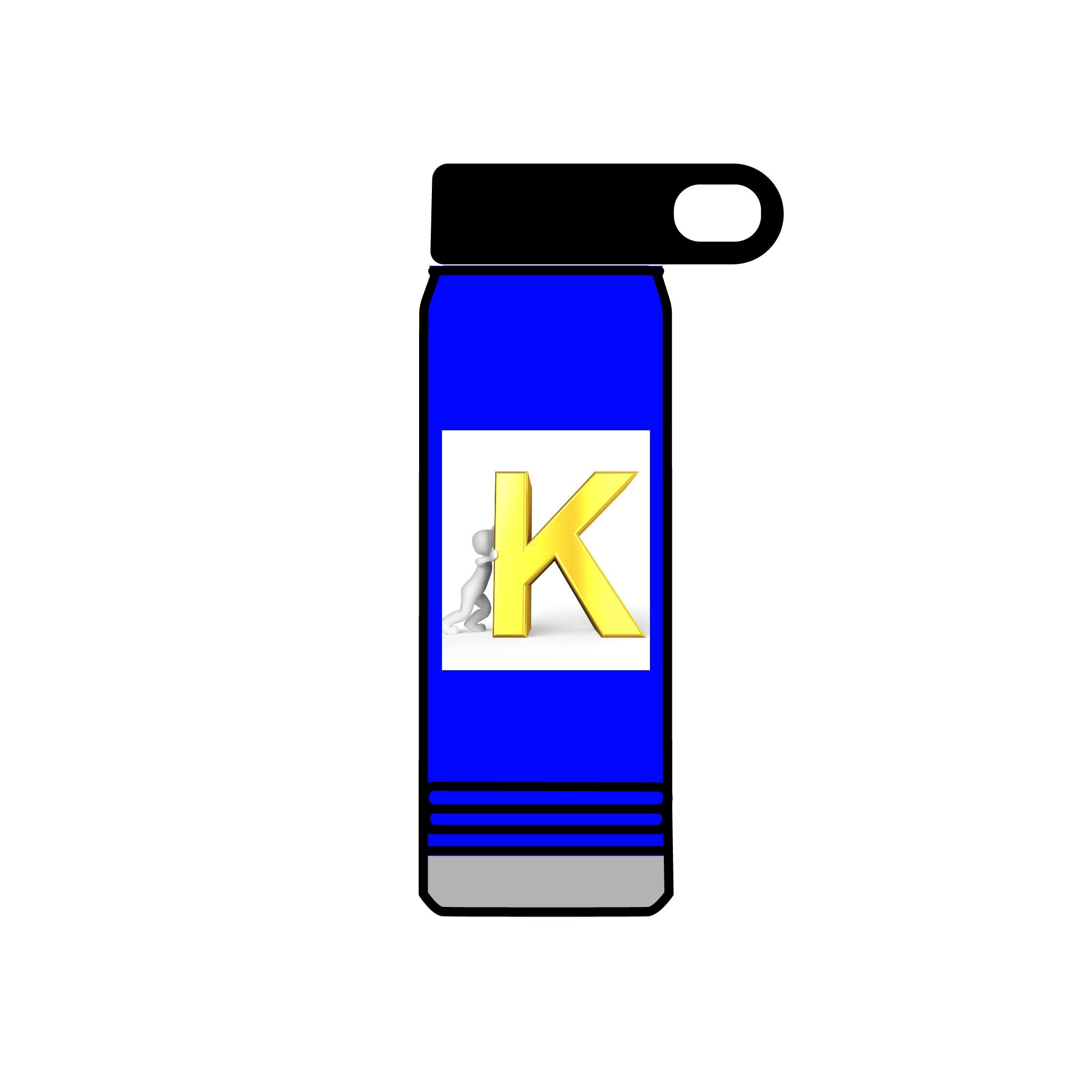 Yellow 3D K Monogram Water Bottle | Initial K Stainless Steel 20oz