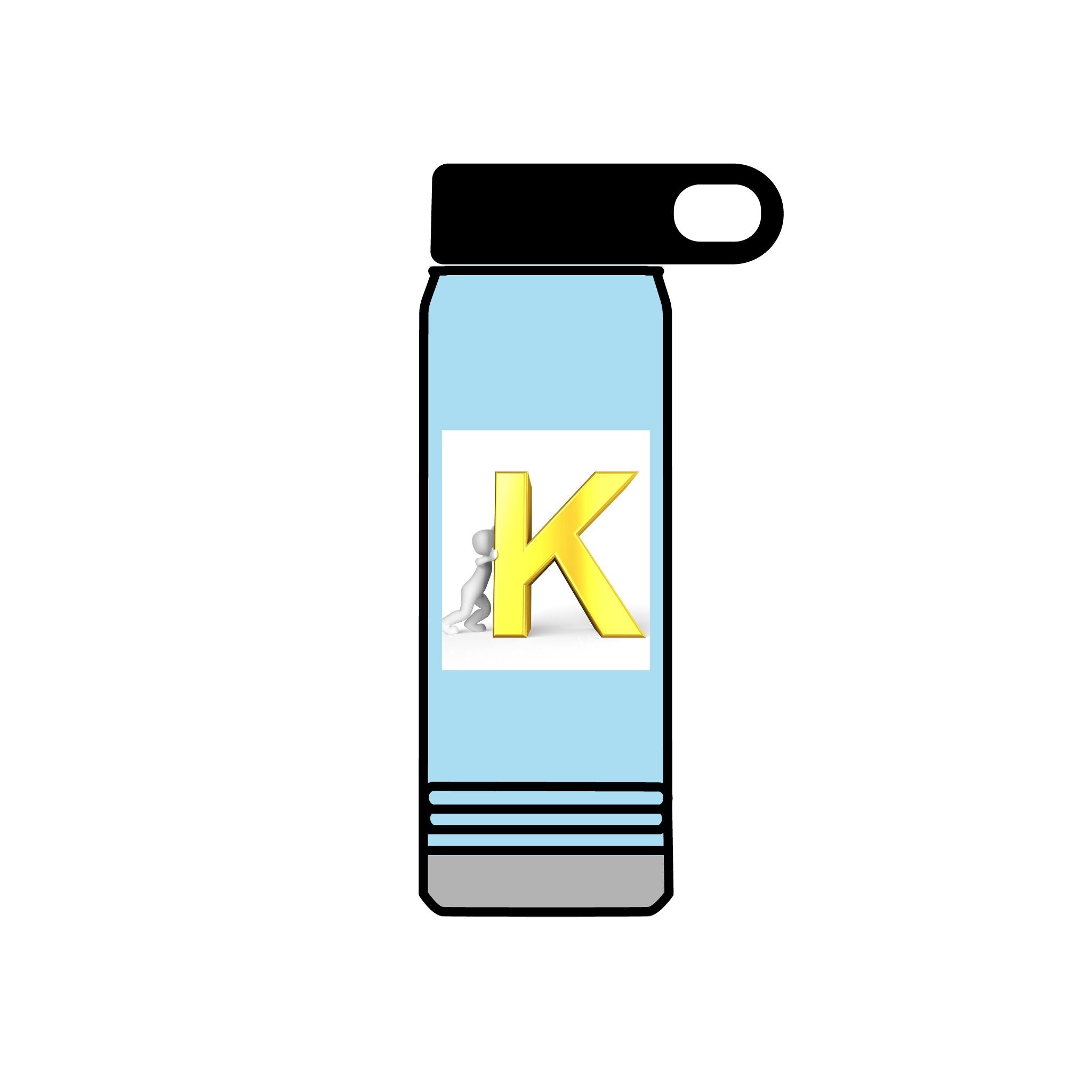 Yellow 3D K Monogram Water Bottle | Initial K Stainless Steel 20oz