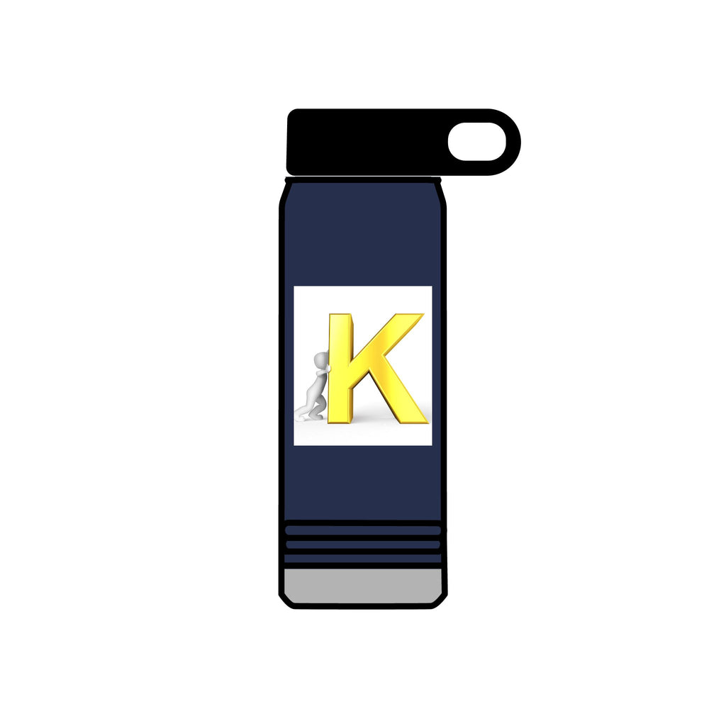 Yellow 3D K Monogram Water Bottle | Initial K Stainless Steel 20oz