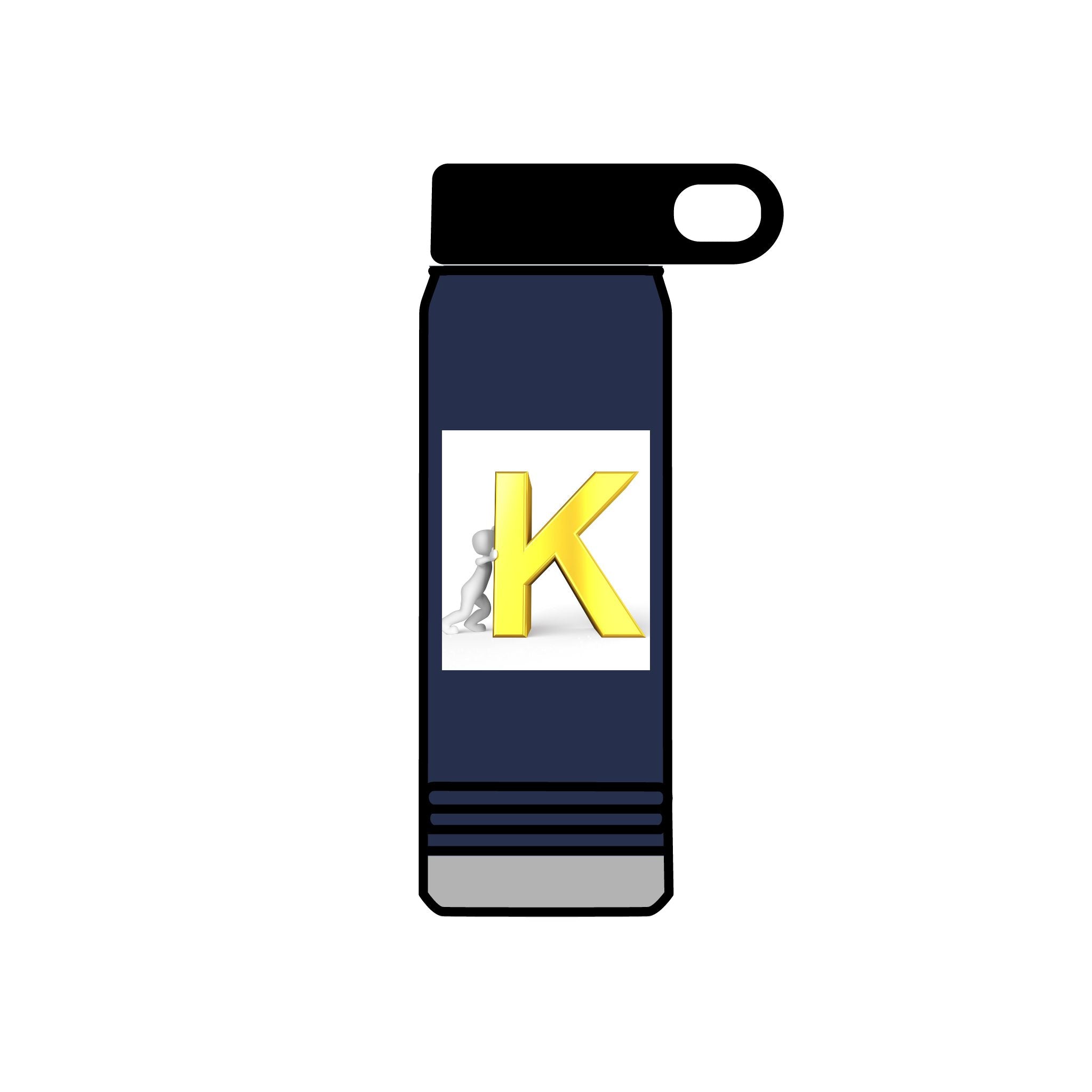Yellow 3D K Monogram Water Bottle | Initial K Stainless Steel 20oz