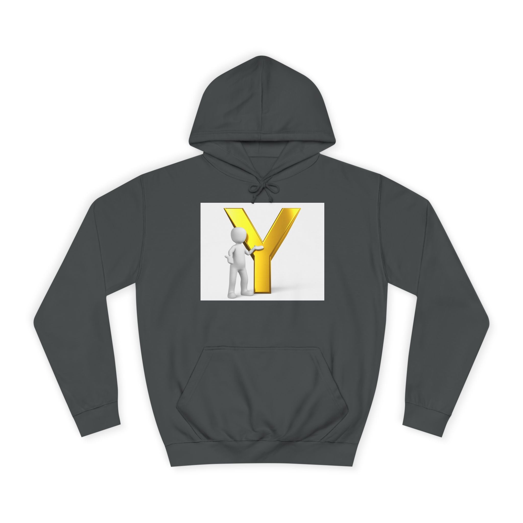 Sweat à capuche lettre Y en or 3D avec figurine | Monogramme initial