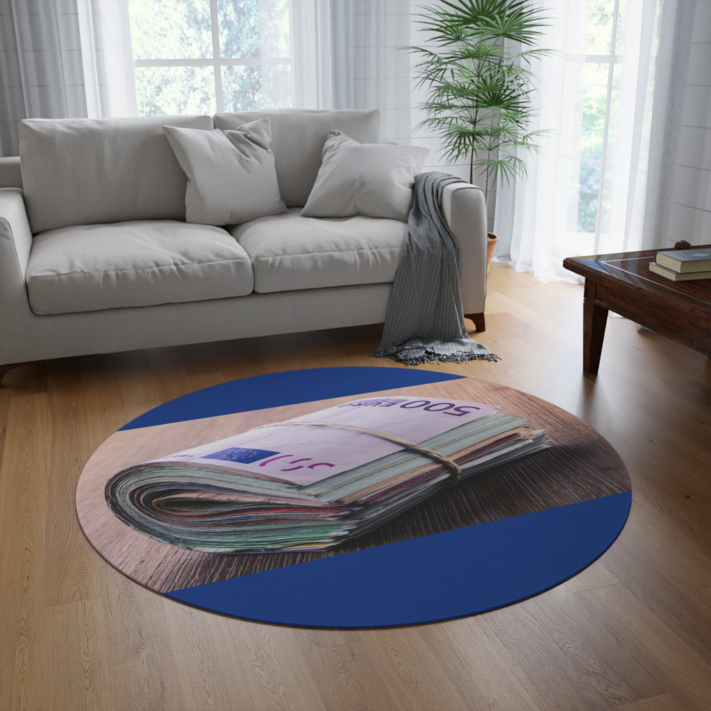 Stack of Euro Banknotes Round Rug | Money Print Floor Mat