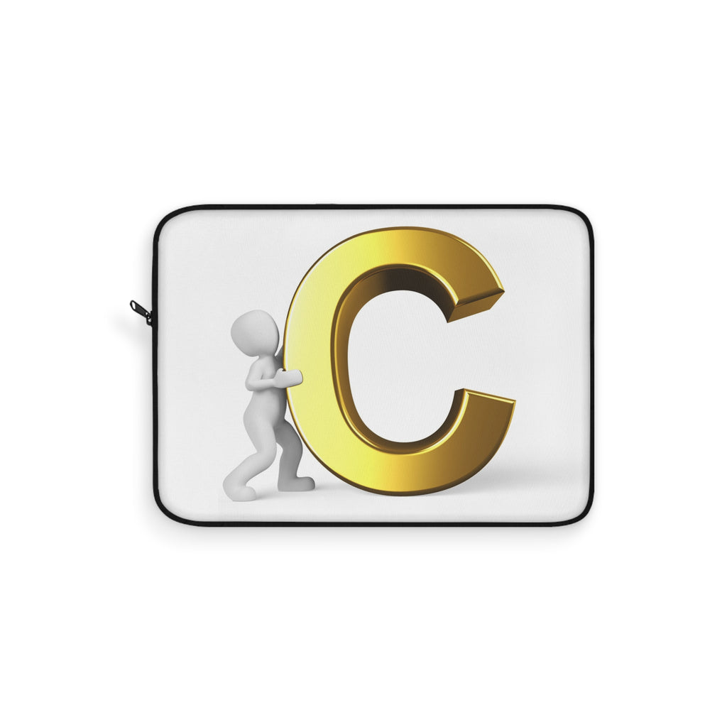 Gold Letter C initial Laptop Sleeve | Monogram Alphabet design