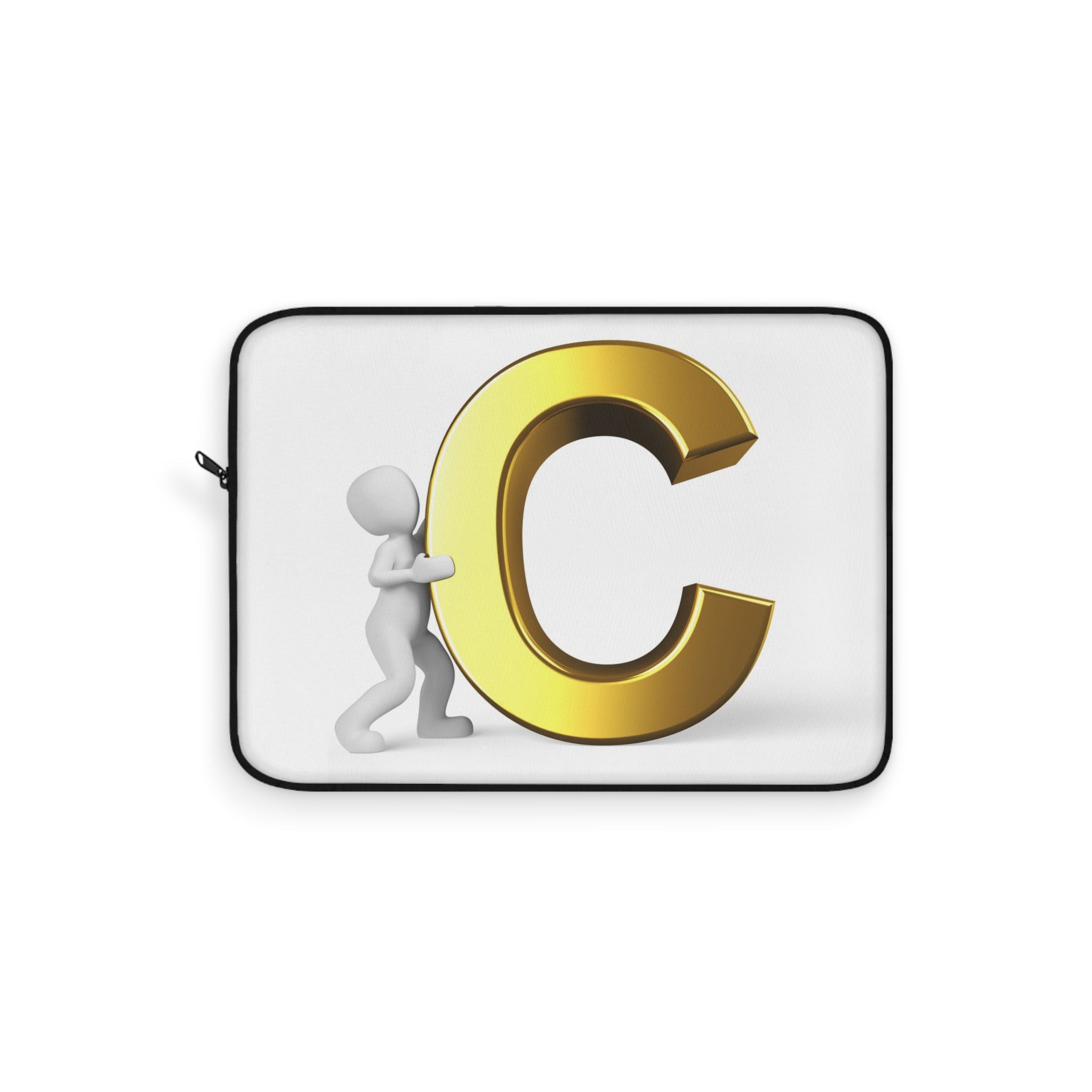 Gold Letter C initial Laptop Sleeve | Monogram Alphabet design