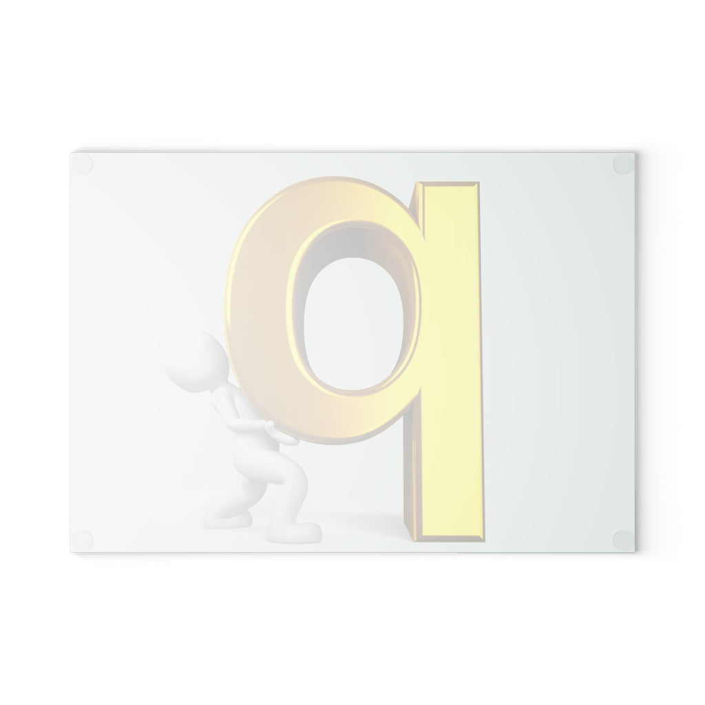 Gold Letter P Illustration Glass Cutting Board | Alphabet Kitchen Décor
