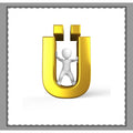 Golden Letter Ü with Figure Woven-Style Coverlet | Monogram Throw