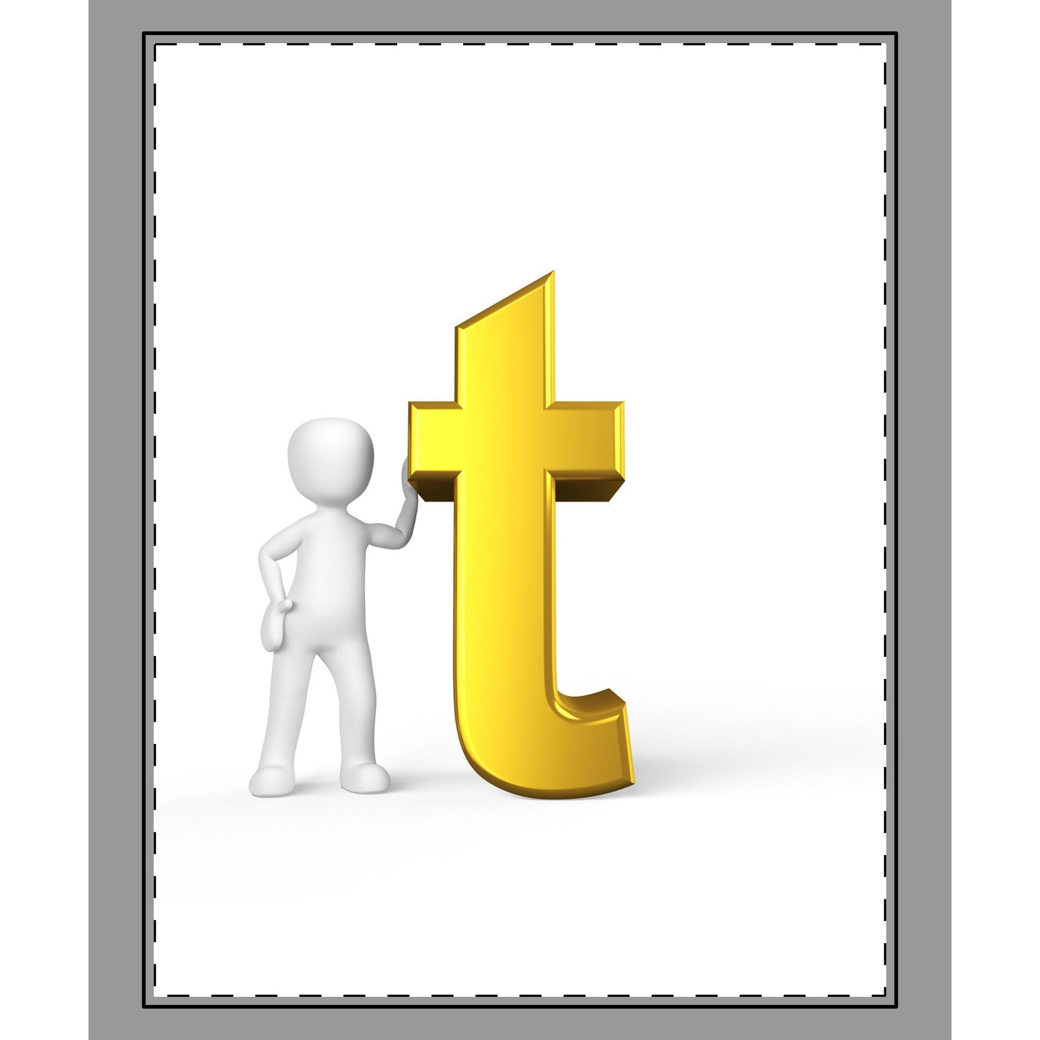 Gold Letter T with Stick Figure Woven-Style Coverlet