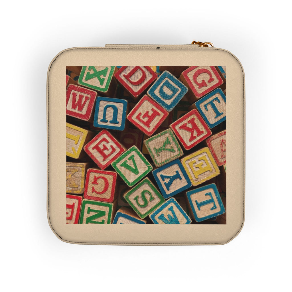 Alphabet Baby Blocks Jewelry Travel Case | Compact Ring Earring Organizer
