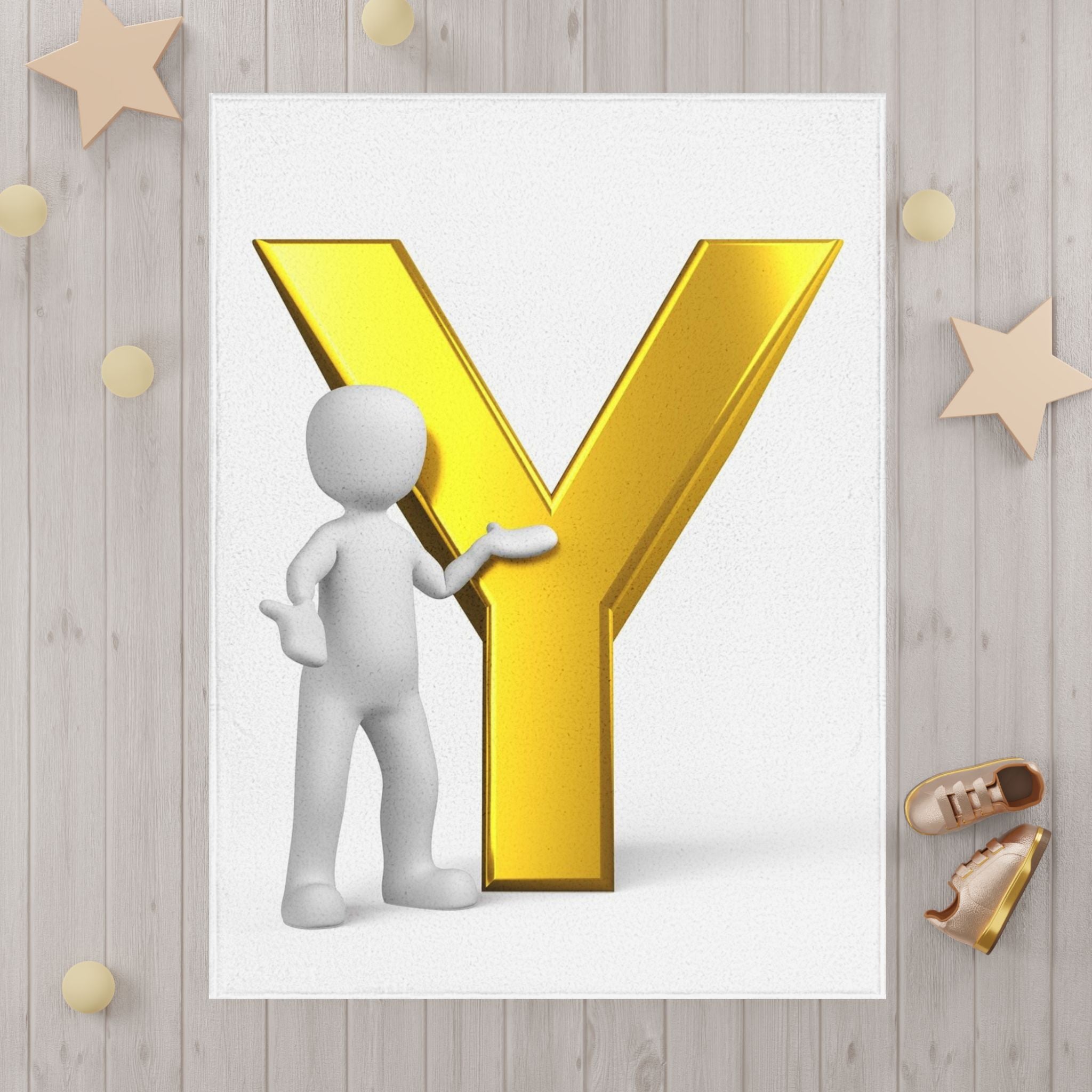 Gold Letter Y Character Toddler Blanket | Alphabet Initial Nursery