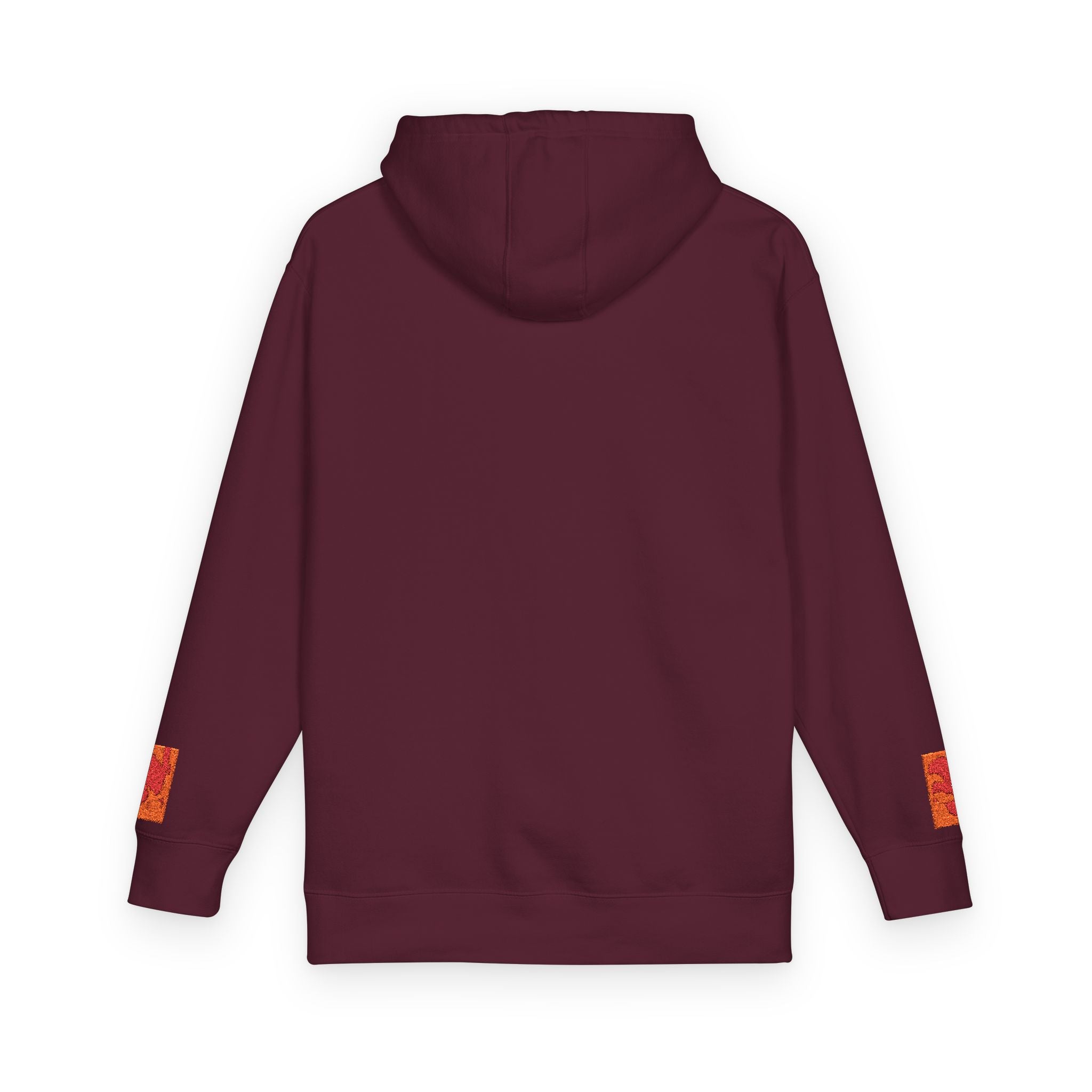 Orange Phoenix Pixel Art Hoodie | Square Chest & Sleeve Patch