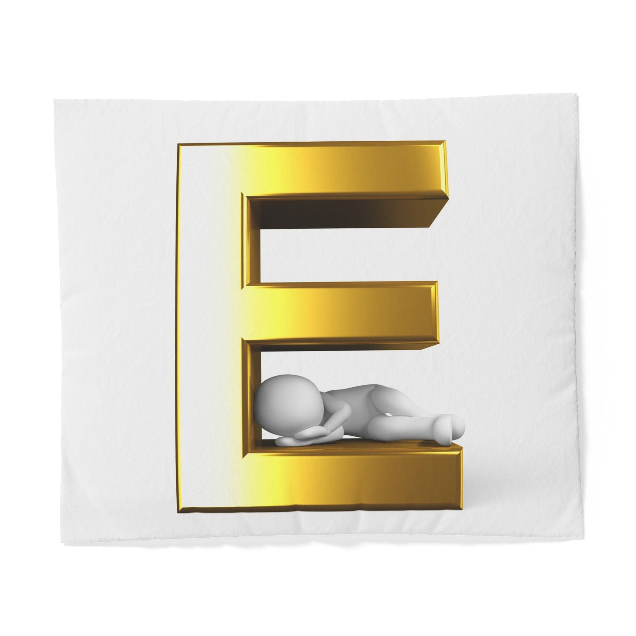 Golden Letter E with Sleeping Figure duvet cover | Initial monogram bedding