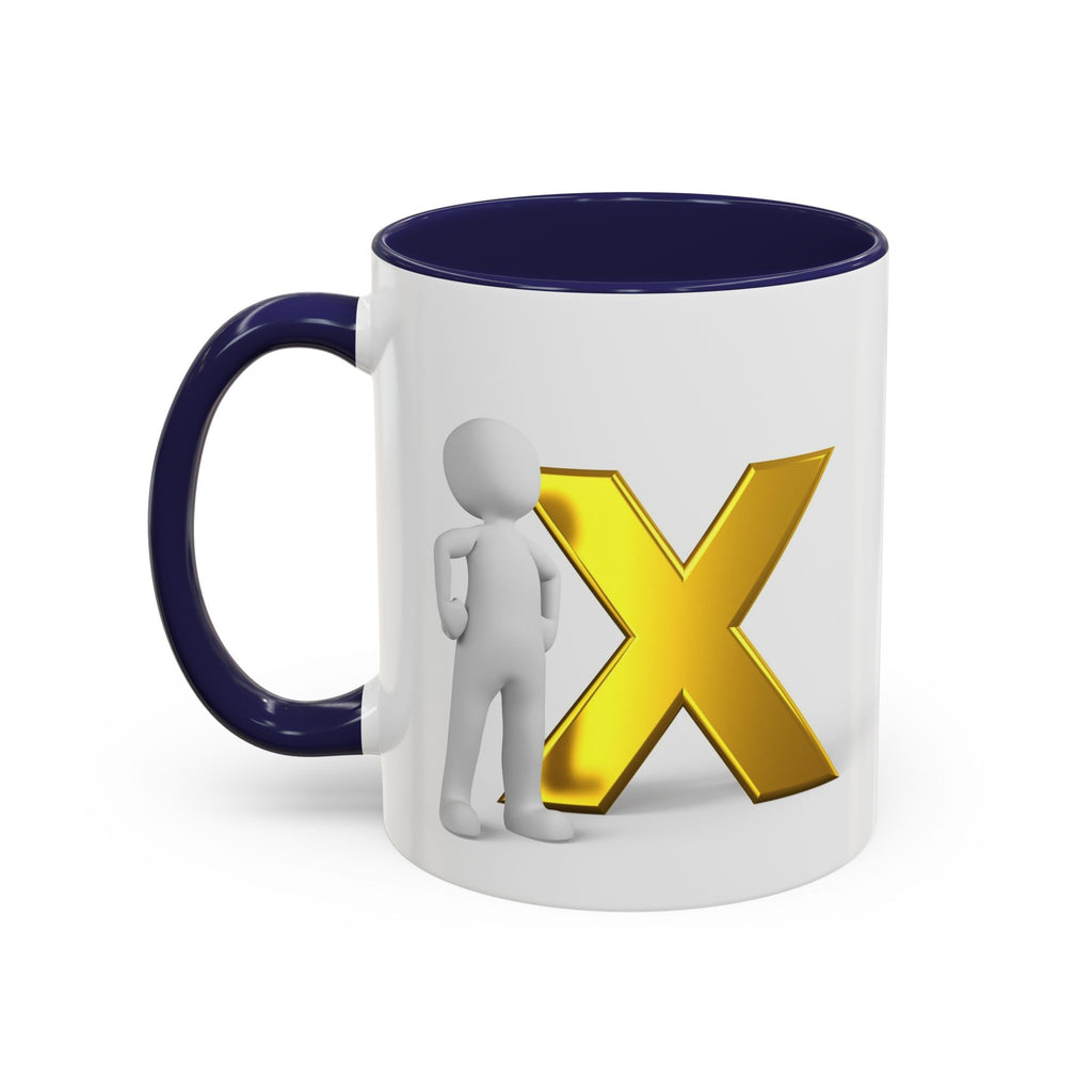 3D Gold X with Figure Mug | Accent Coffee Mug