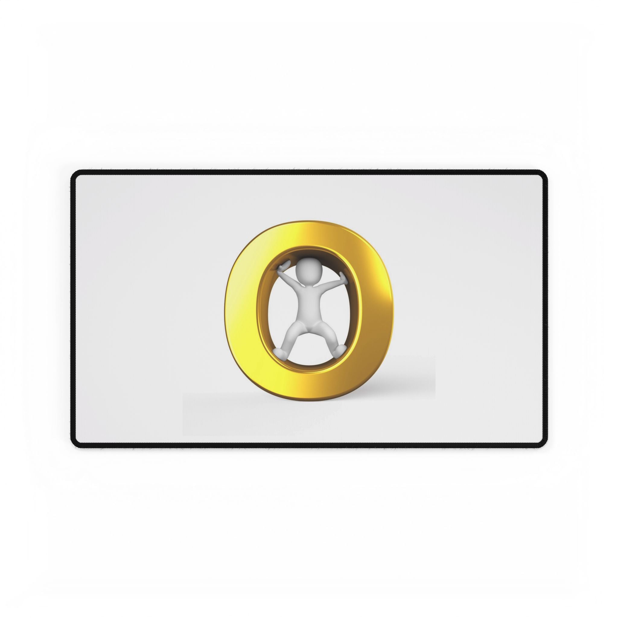 Tapis de bureau lettre O dorée avec motif 3D | Tapis de souris de bureau minimaliste