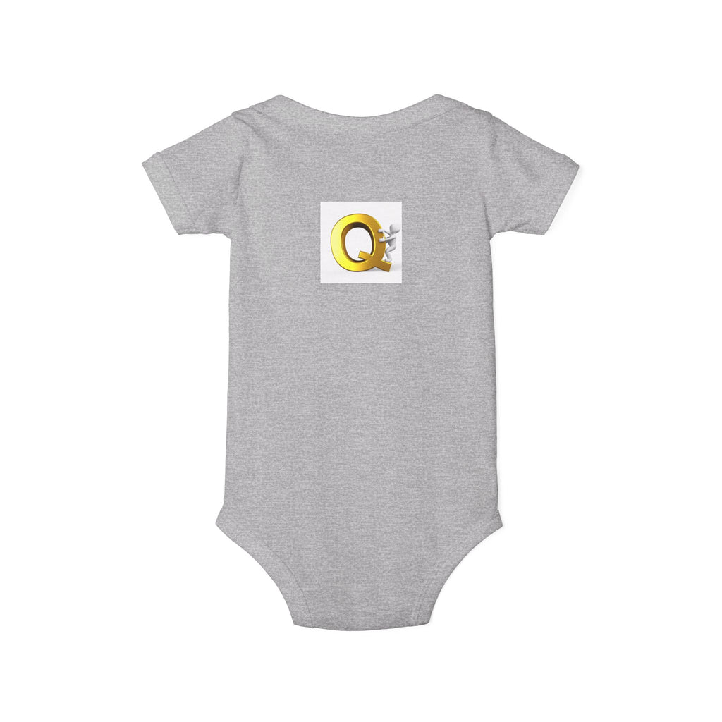 Gold Letter Q with Cute Figure Infant One Piece | Baby Monogram Bodysuit