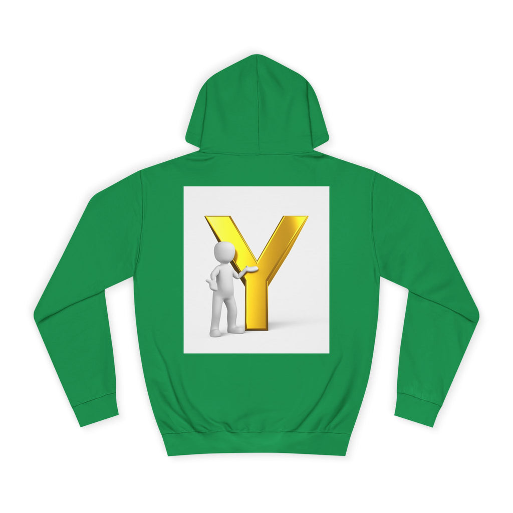 3D Gold Letter Y with Figure Hoodie | Initial Monogram Sweatshirt