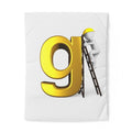 Golden Letter g with Worker Illustration Duvet Cover | Typography Bedding