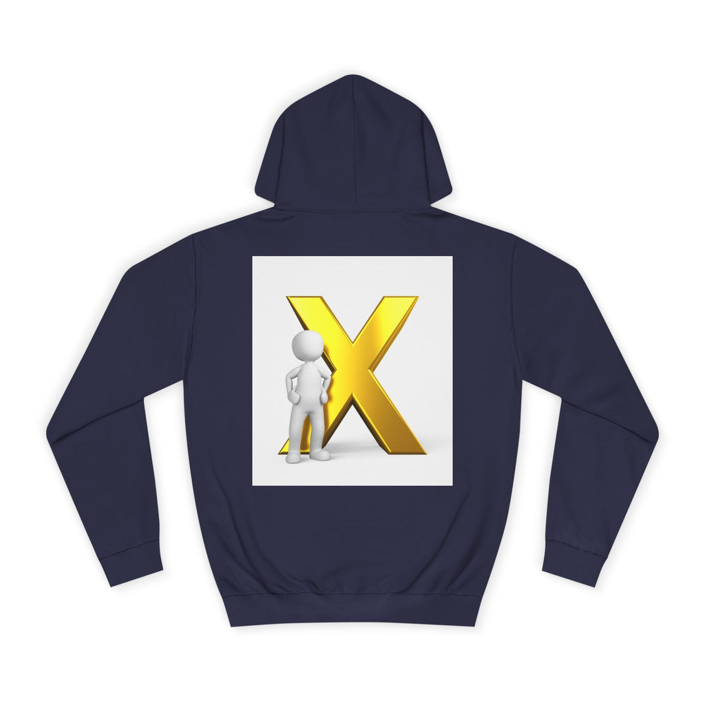 Golden Letter X Graphic Hoodie | 3D Stick Figure Initial X Sweatshirt