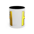 Mug en céramique avec bonhomme allumette 3D accroché à la lettre H dorée | Mug à anse de couleur