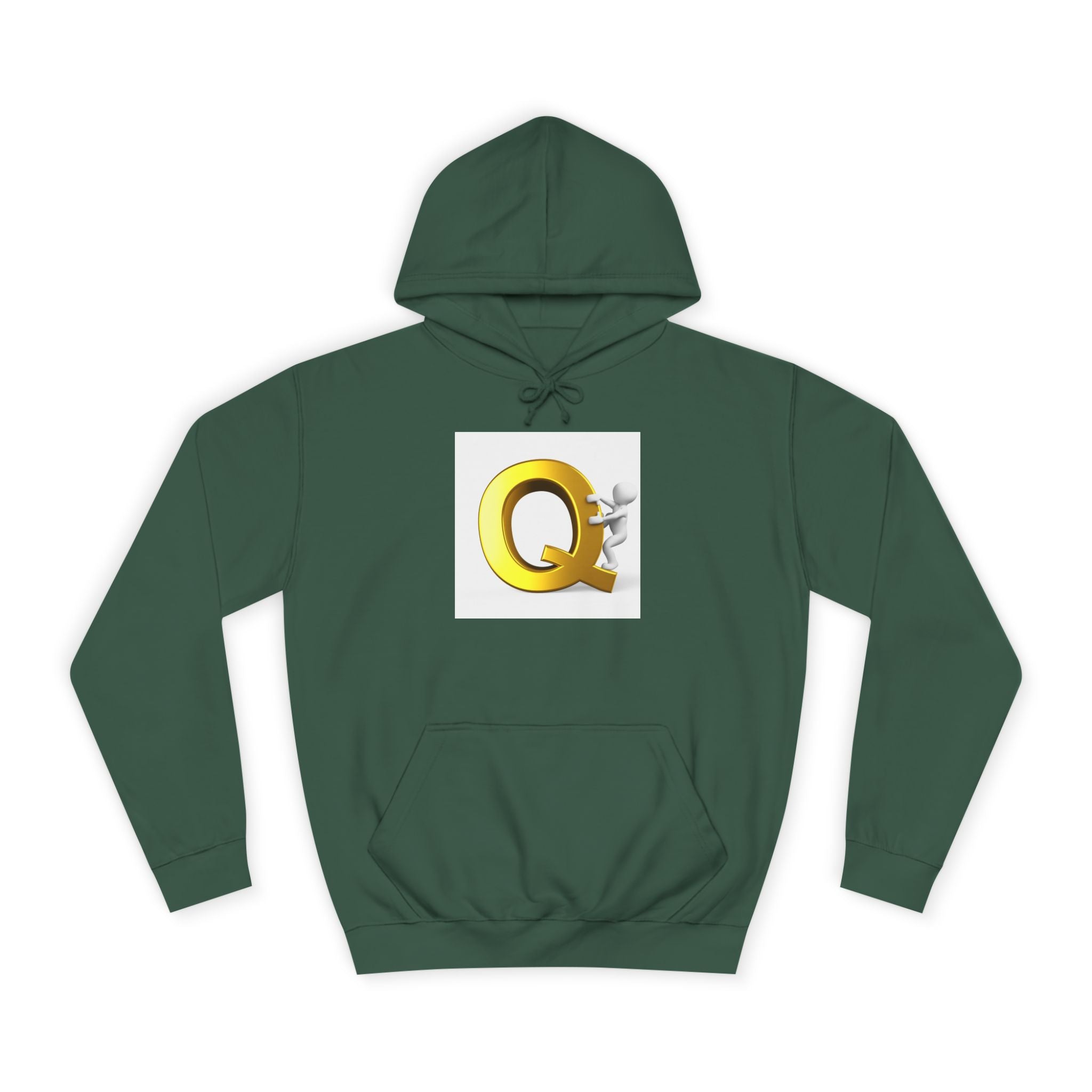 Golden Q Letter Hoodie | 3D Character Climbing Initial Sweatshirt