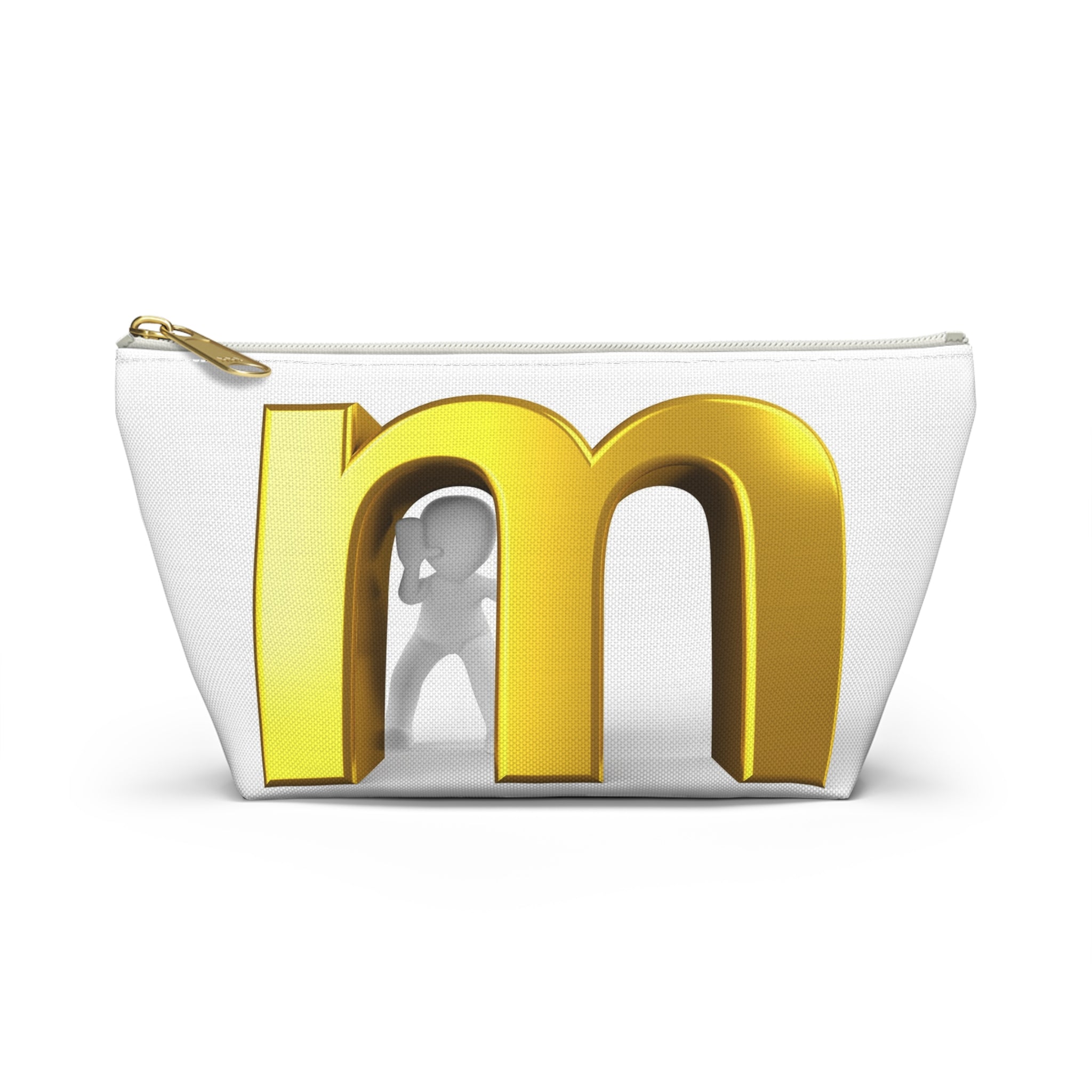 Gold Letter M Monogram Accessory Pouch | T-Bottom Makeup Bag