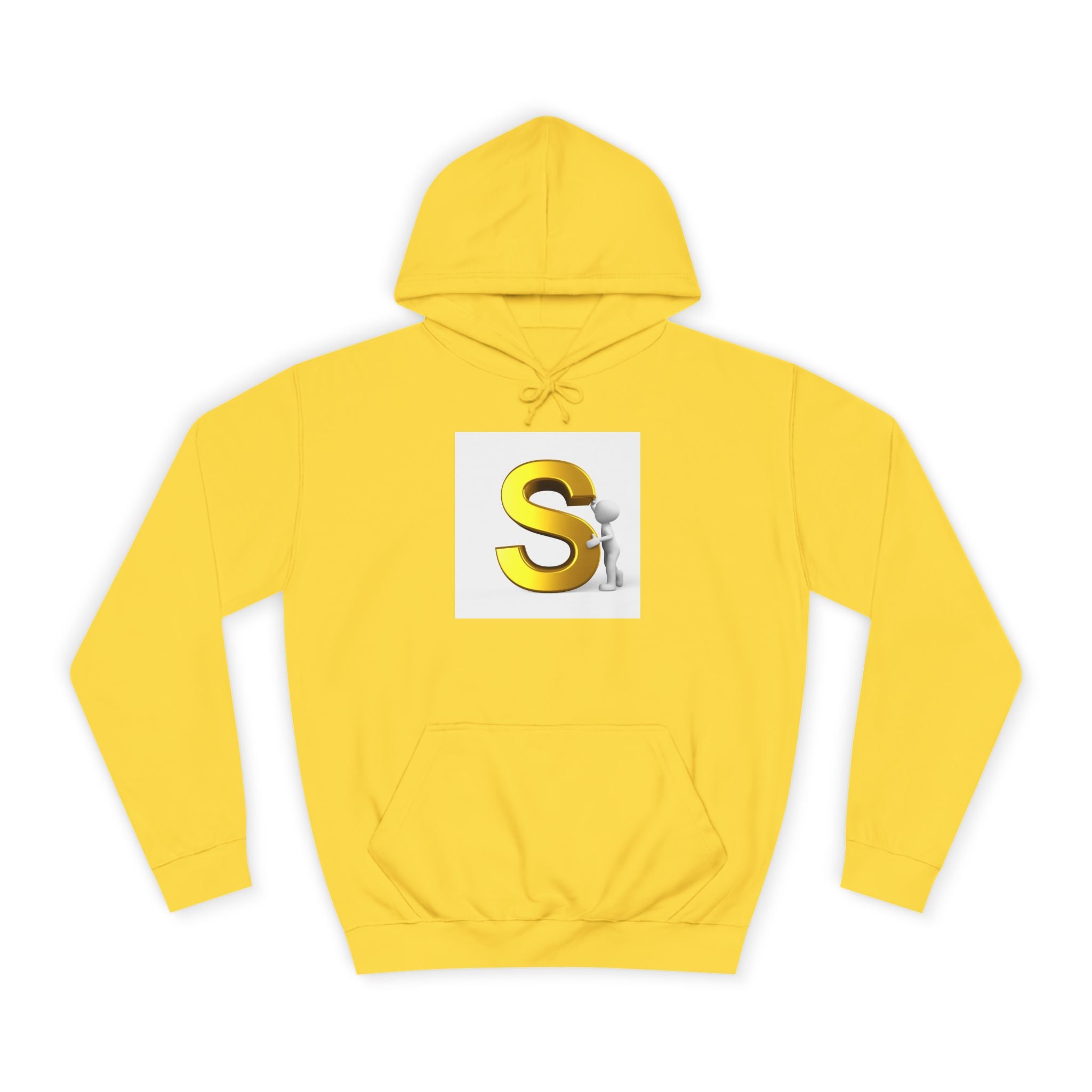 Gold Letter S with Character Hoodie | Initial Monogram Sweatshirt