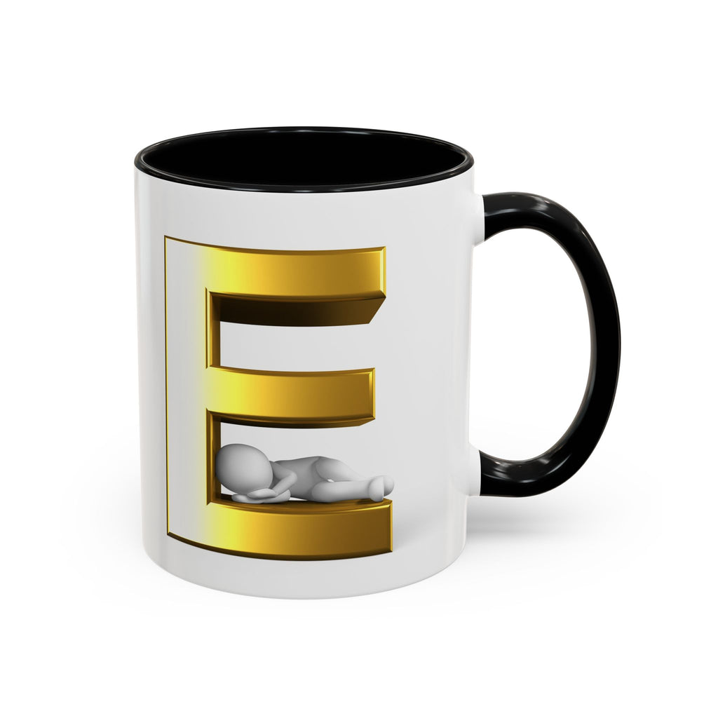 Gold 3D Buchstaben E Tasse | Akzent-Kaffeetasse