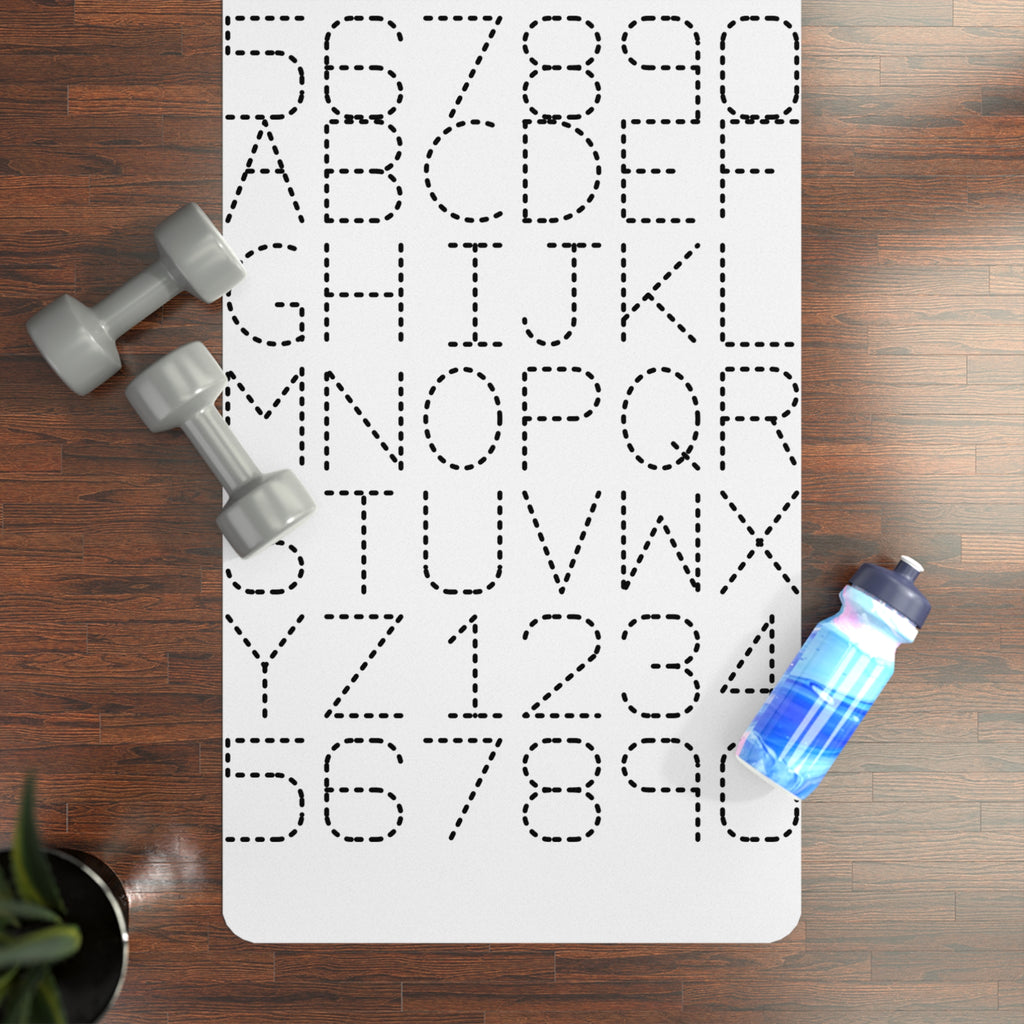 Dotted Alphabet and Numbers Rubber Yoga Mat | Letter Practice, Typographic Grid