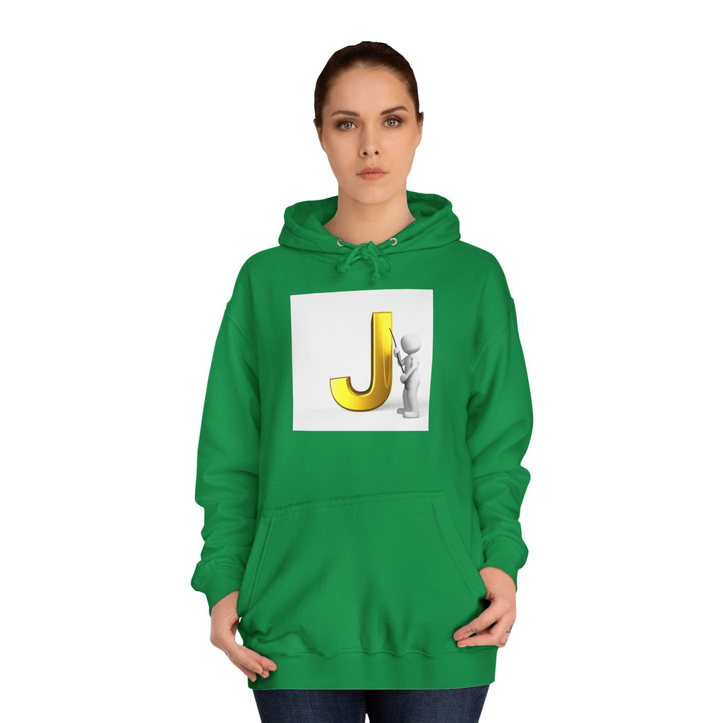 Golden Letter J Initial Hoodie | Monogram J Sweatshirt