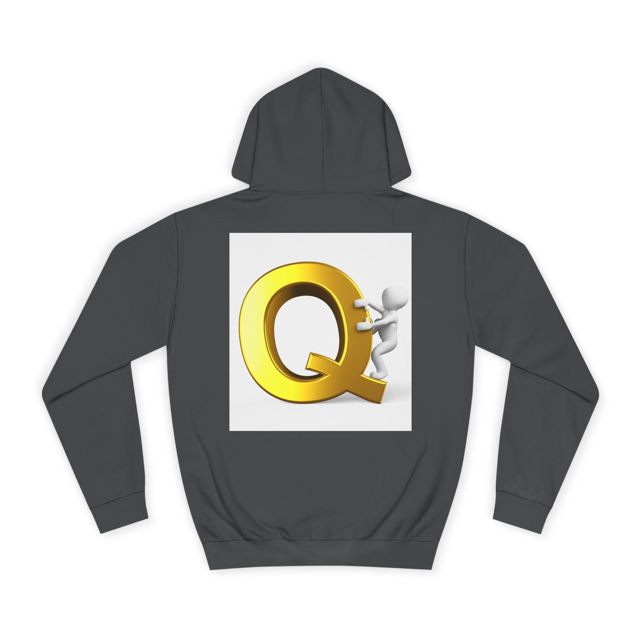 Golden Q Letter Hoodie | 3D Character Climbing Initial Sweatshirt