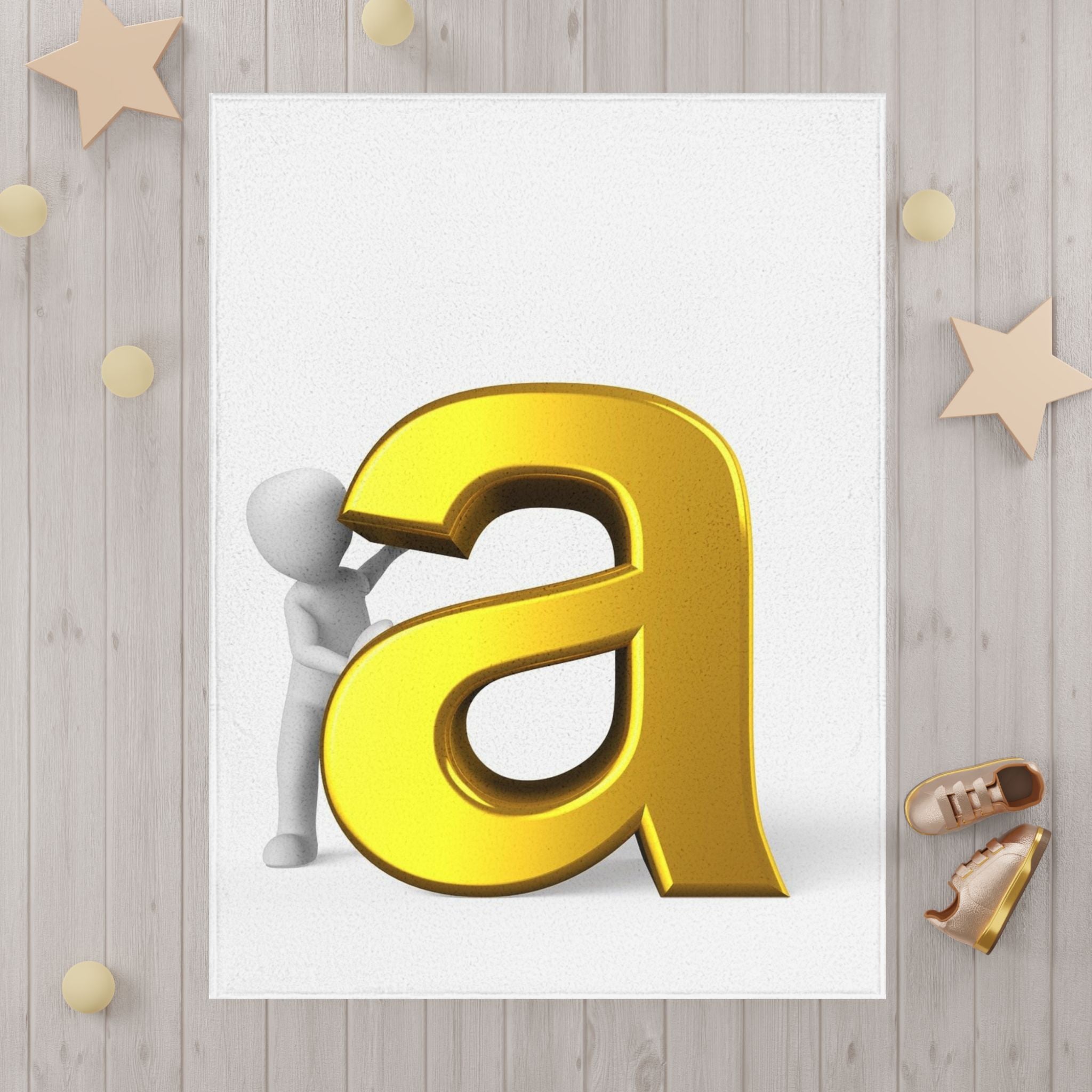 Golden Letter A Toddler Blanket | Alphabet Initial Nursery Decor