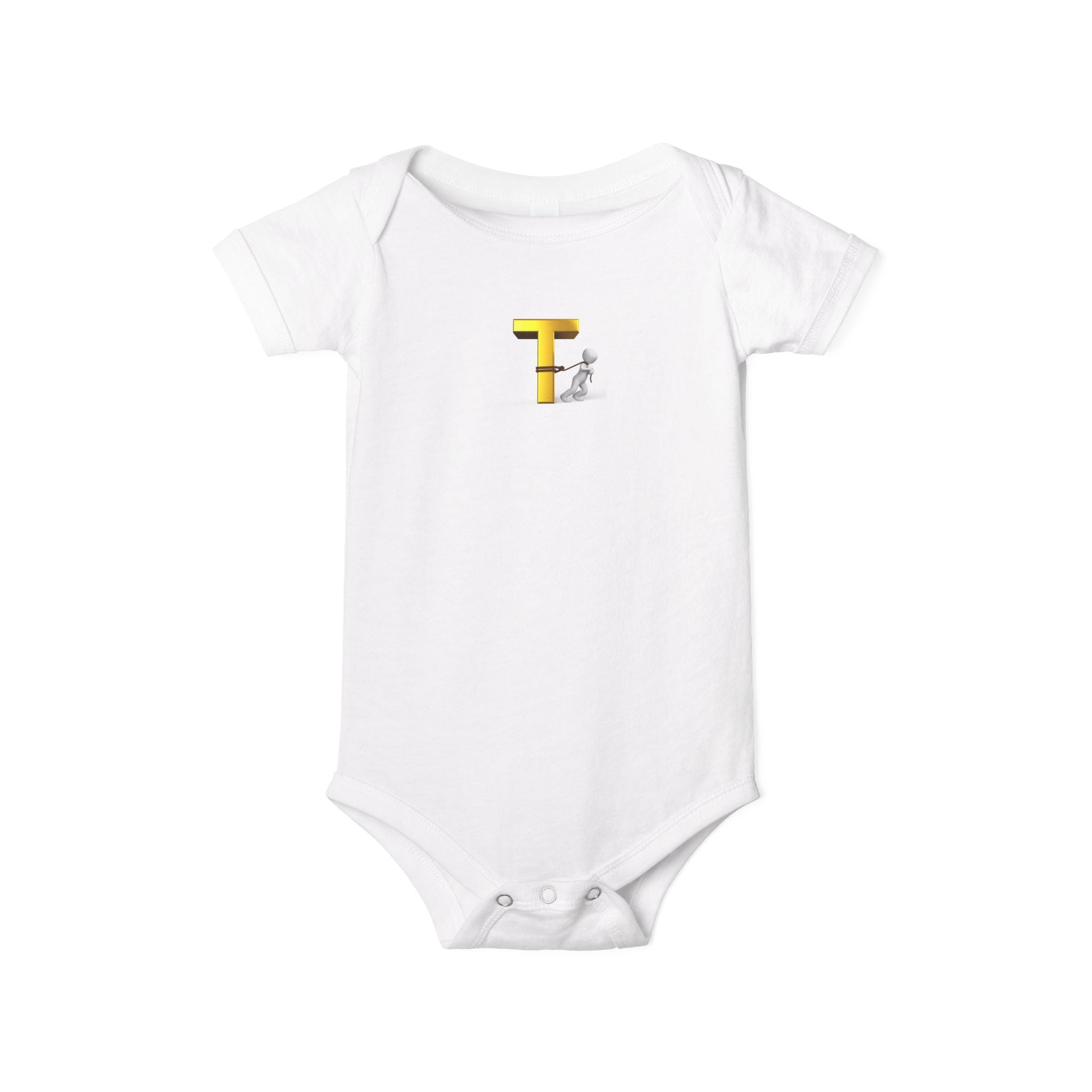 Body bébé Monogramme Jaune Lettre T avec motif enfant | Body bébé Monogramme