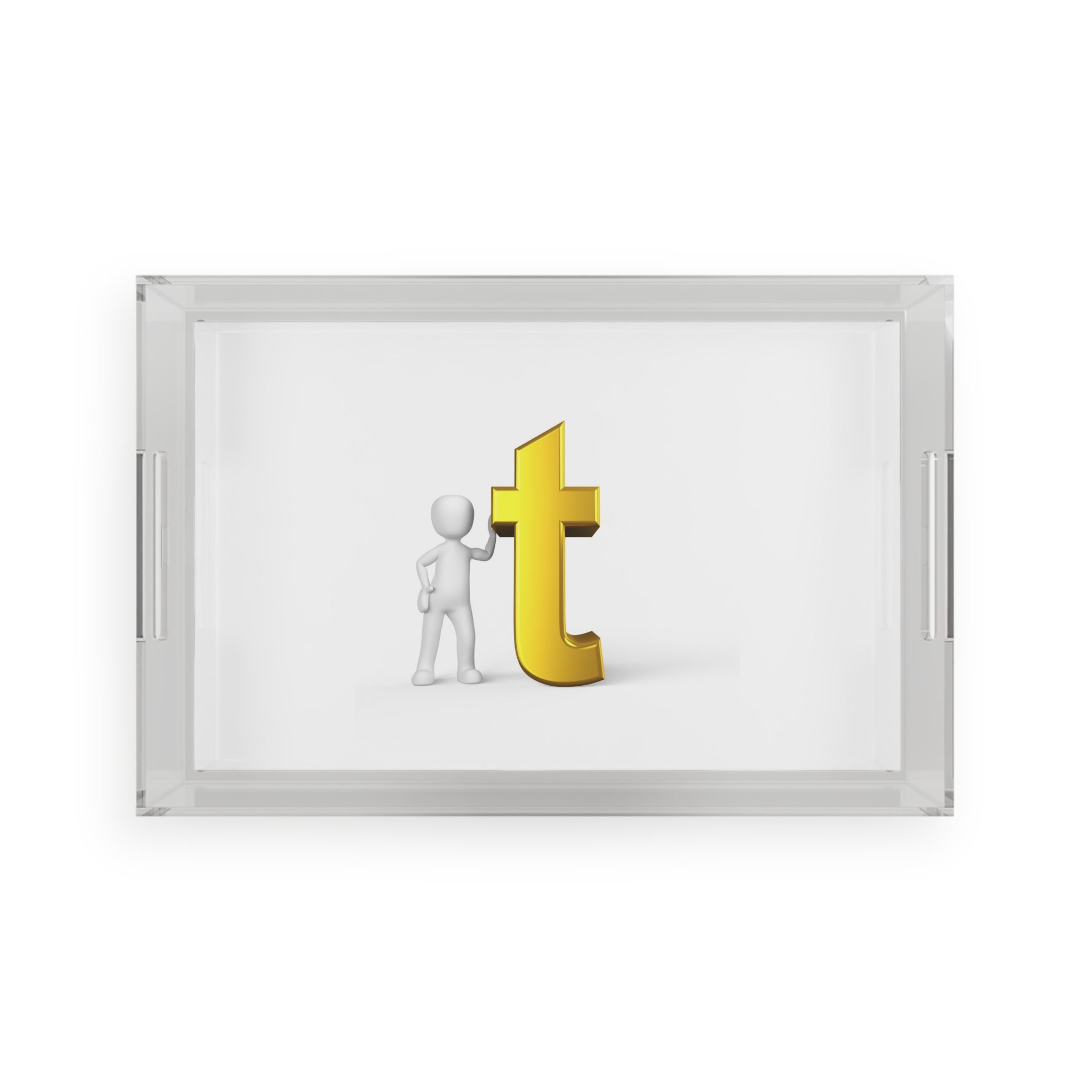 3D Gold letter T Acrylic Serving Tray | Initial Decor