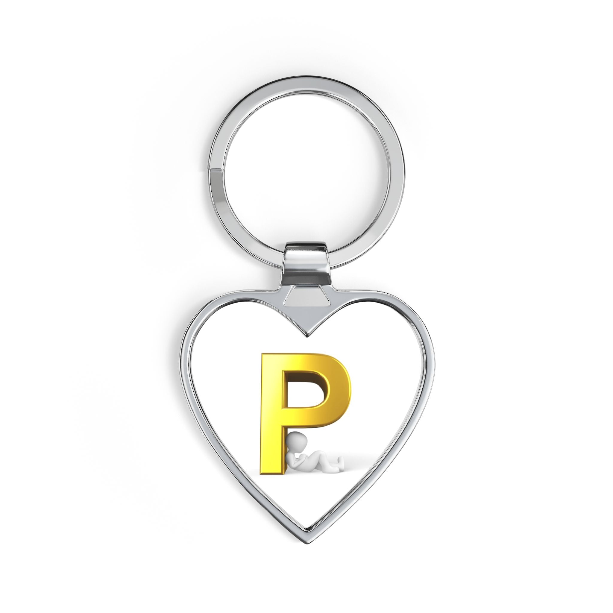 Gold Letter P Heart Keychain | Monogram Initial Keyring