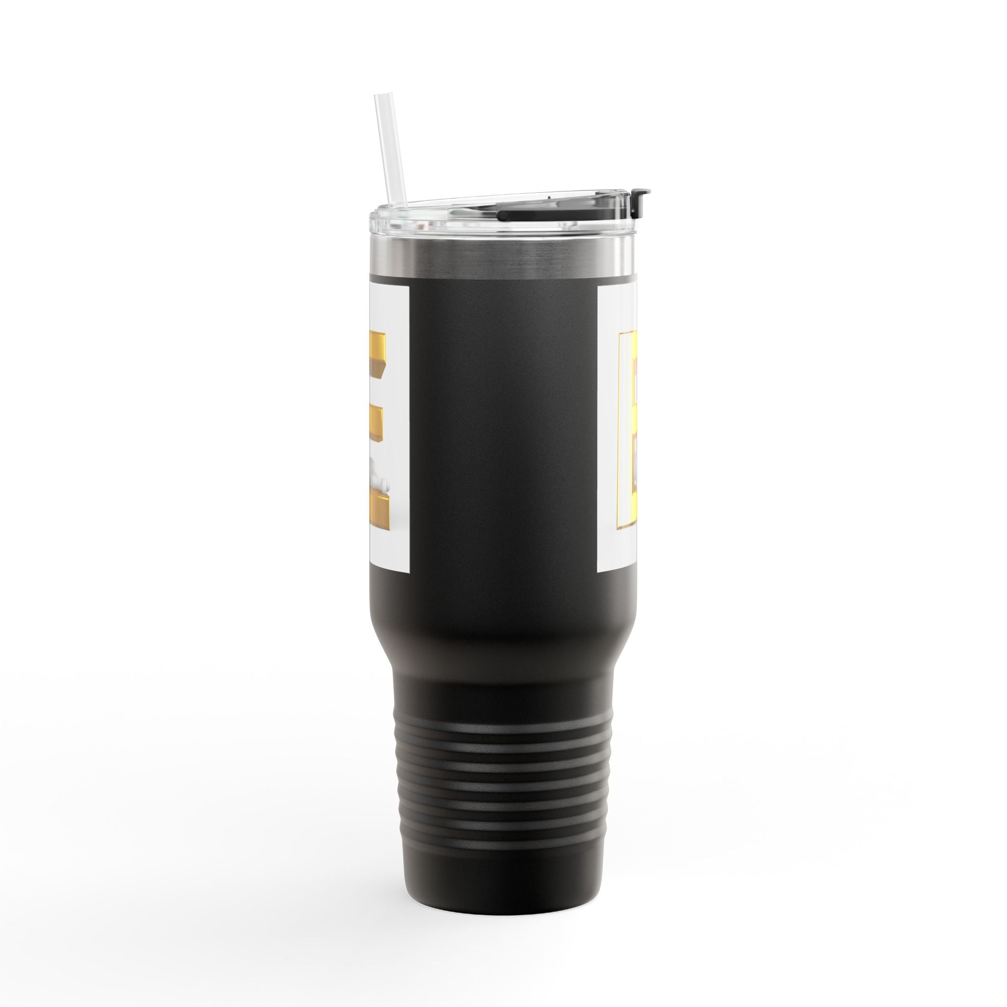 Mug de voyage monogramme lettre E dorée | Gobelet isotherme de 40 oz
