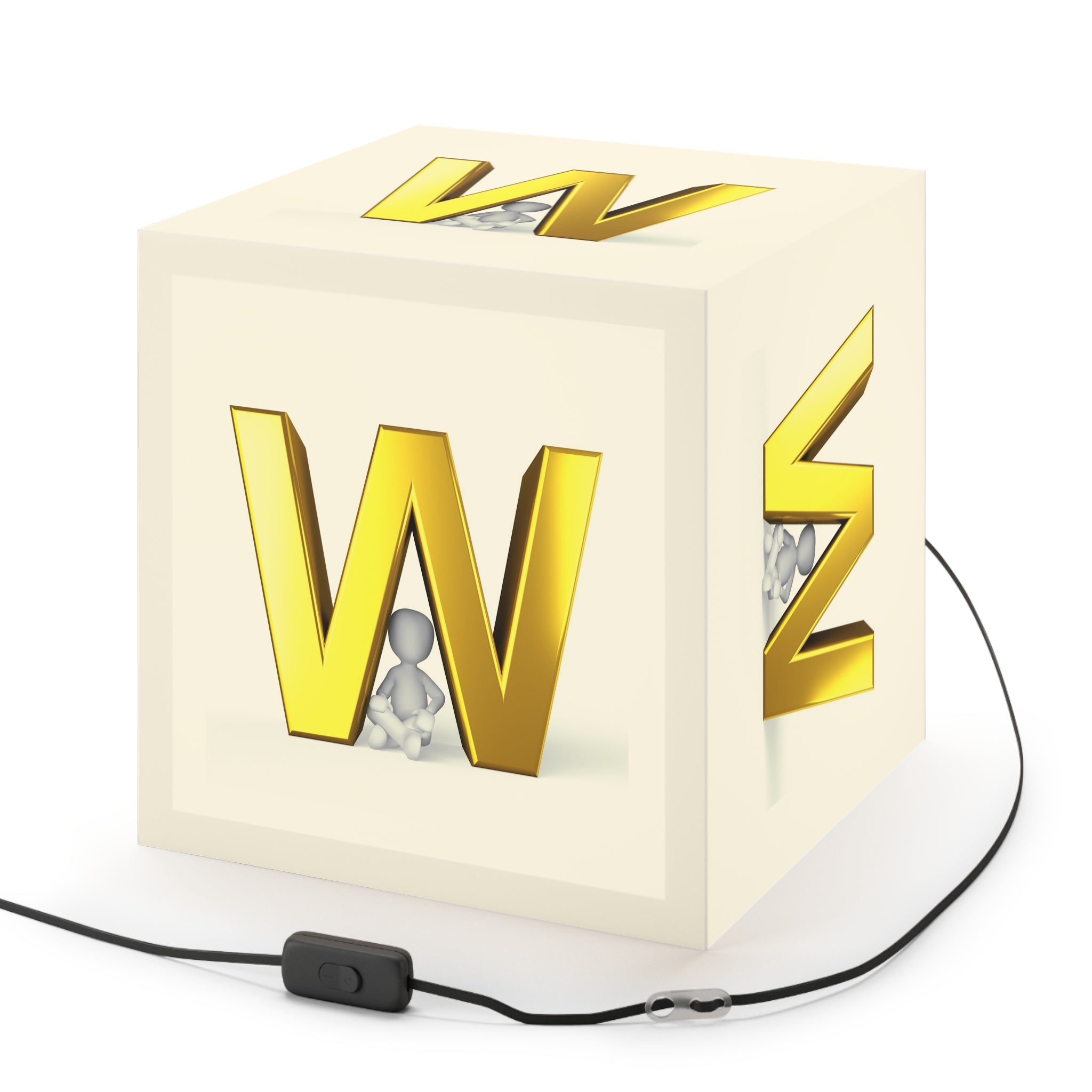 Gold Letter W Light Cube Lamp | Monogram Initial Nightlight