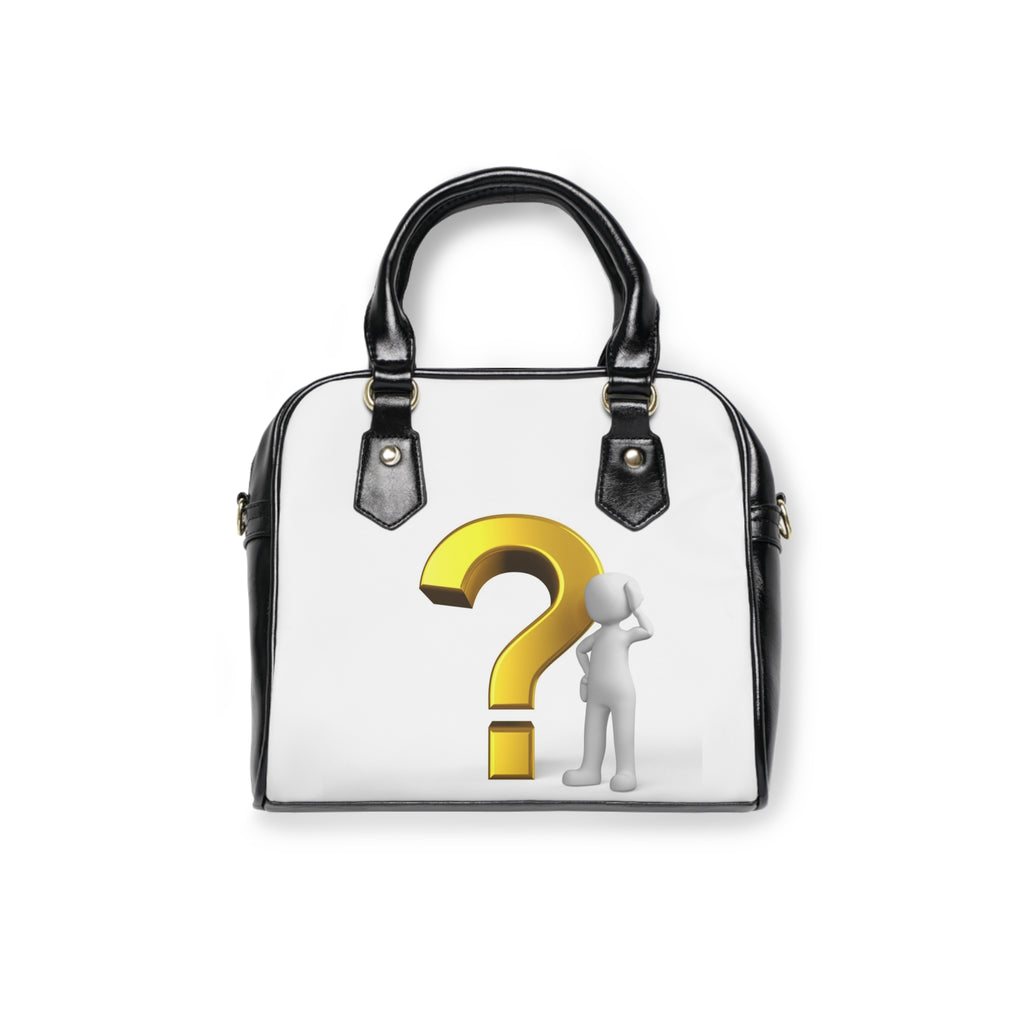 3D Question Mark Figure Shoulder Handbag | White Puzzle Curiosity Design