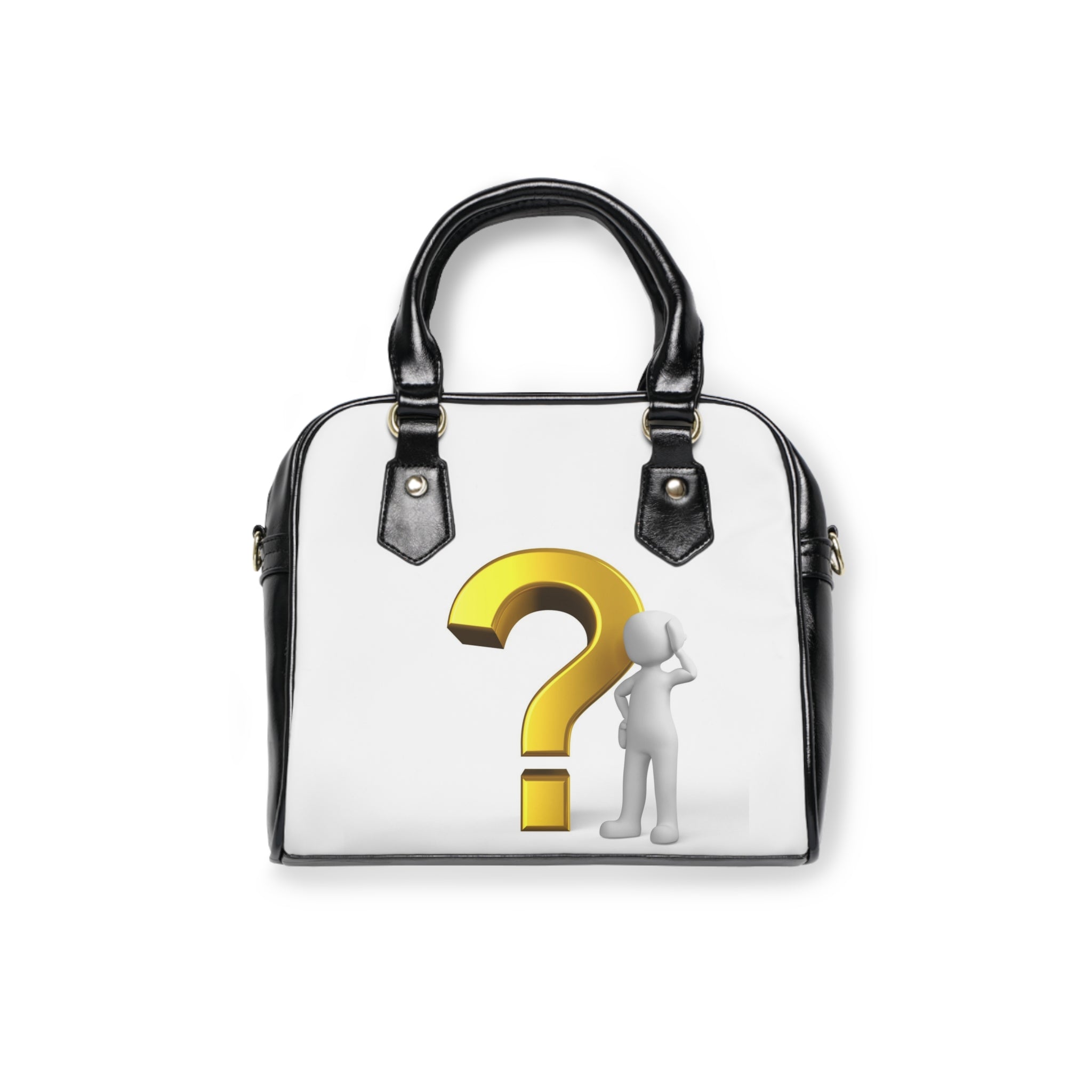 3D Question Mark Figure Shoulder Handbag | White Puzzle Curiosity Design