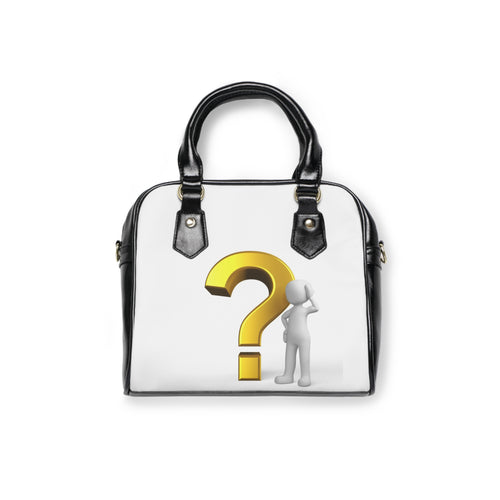 Sac à main bandoulière en forme de point d'interrogation 3D | Design Curiosité Puzzle Blanc