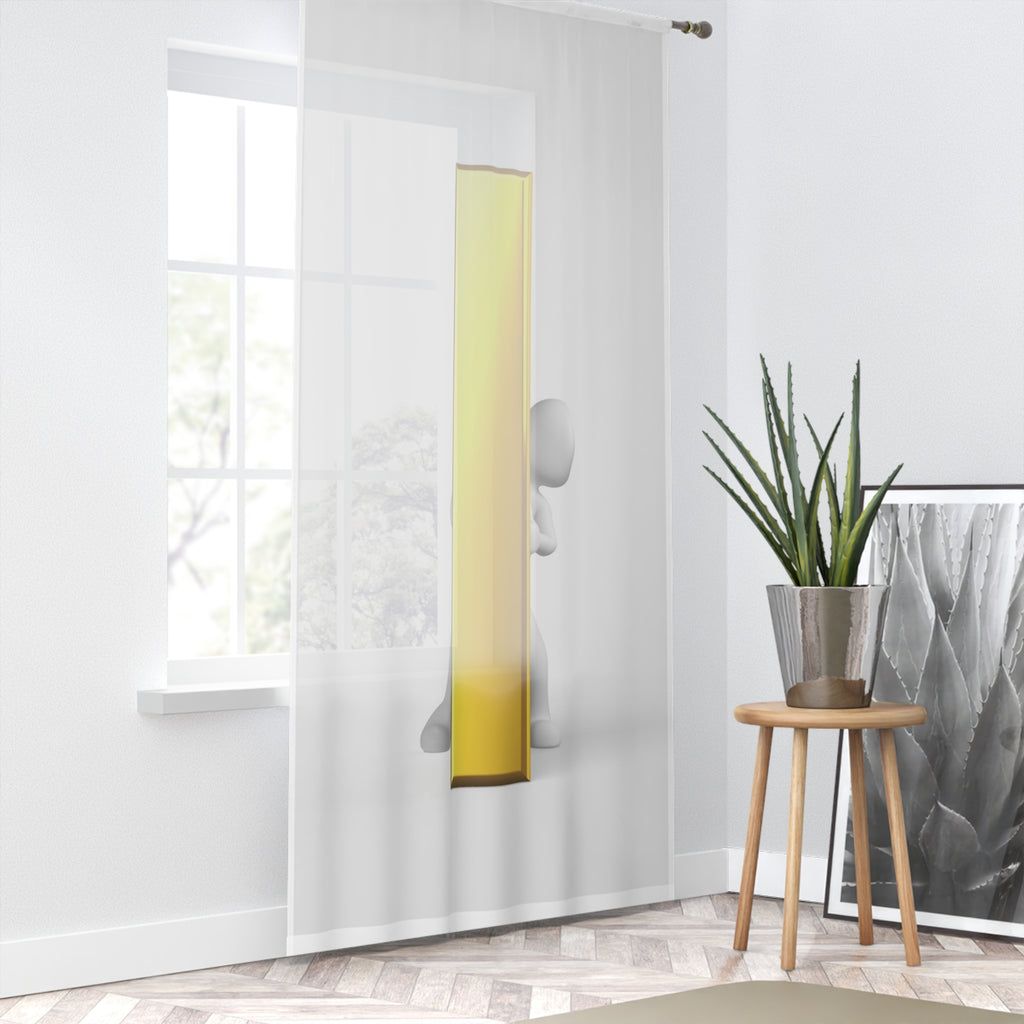 3D Gold Letter i Character Window Curtain | Sheer Decorative Panel