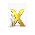 3D Stick Figure with Gold X Postcards