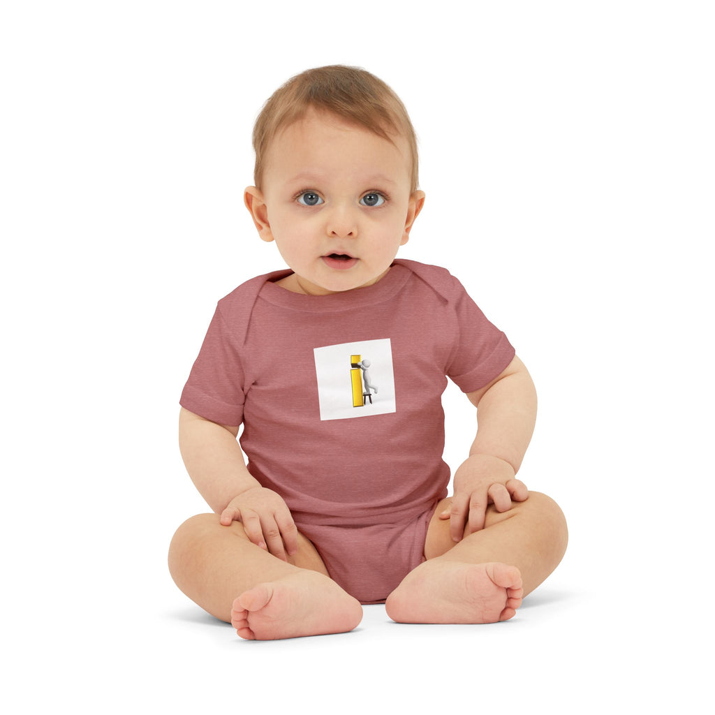 Little Figure Building Yellow Letter i Baby Onesie | Infant Bodysuit