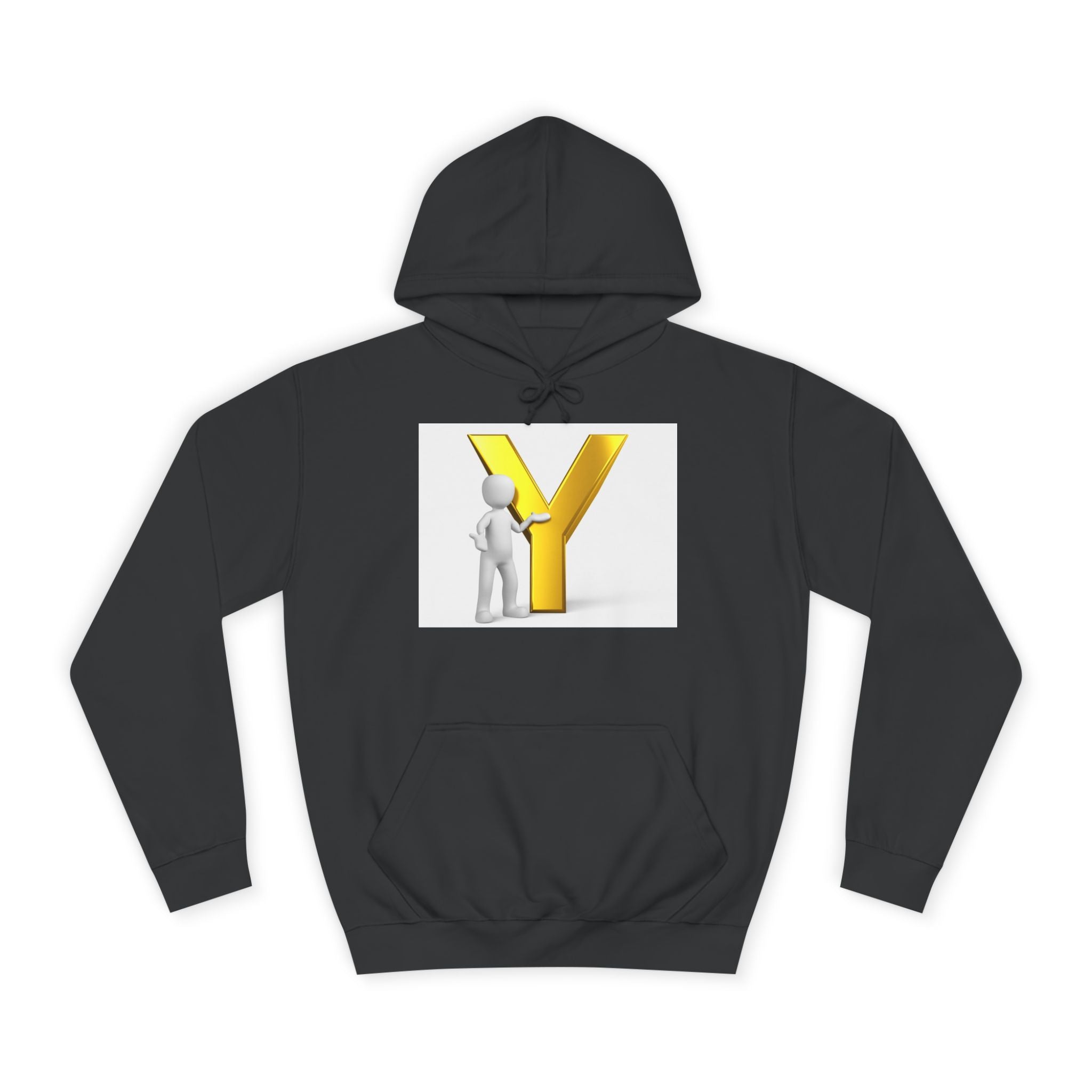 Sweat à capuche lettre Y en or 3D avec figurine | Monogramme initial