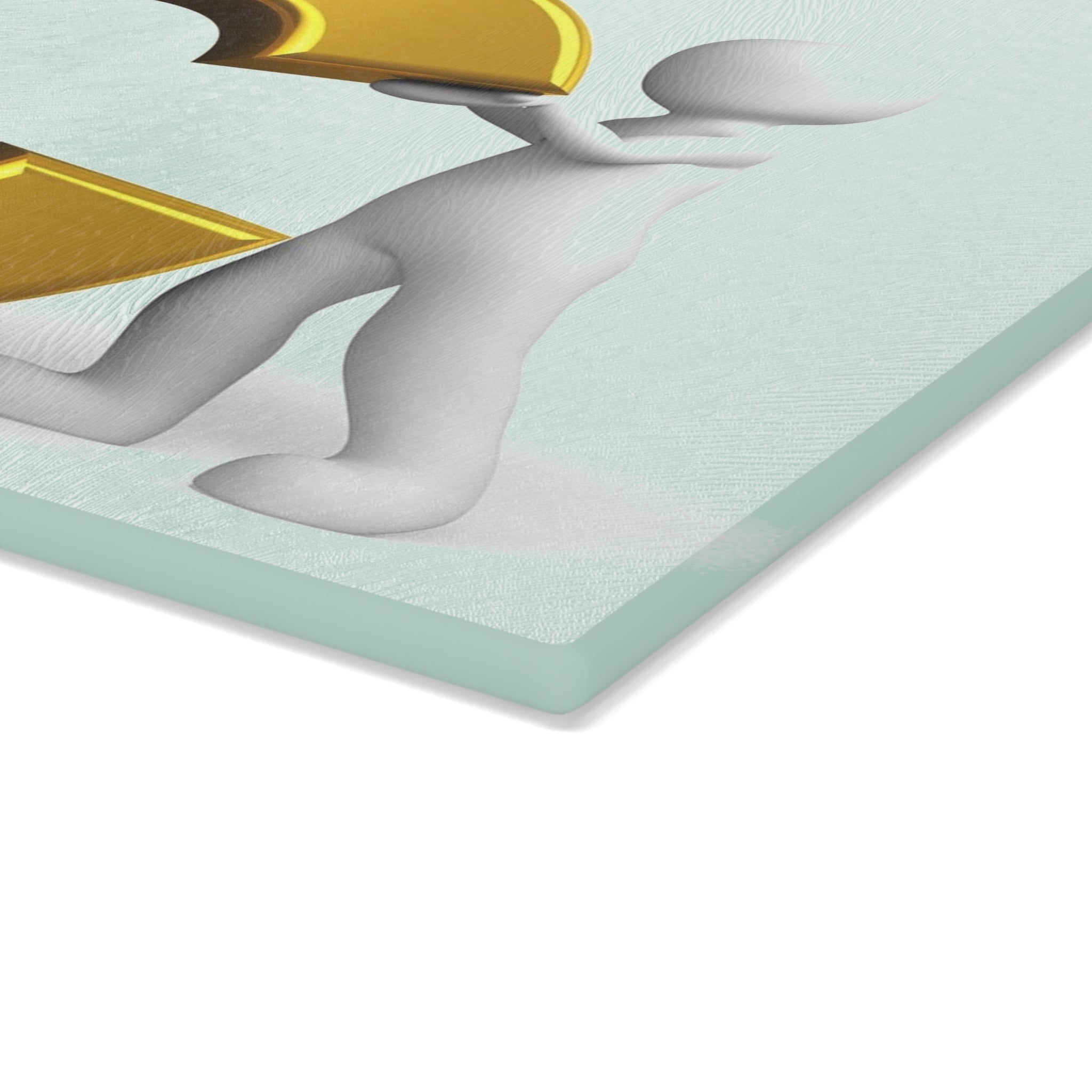 Gold Letter C with 3D Figure Glass Cutting Board | Monogram Initial Kitchen Decor