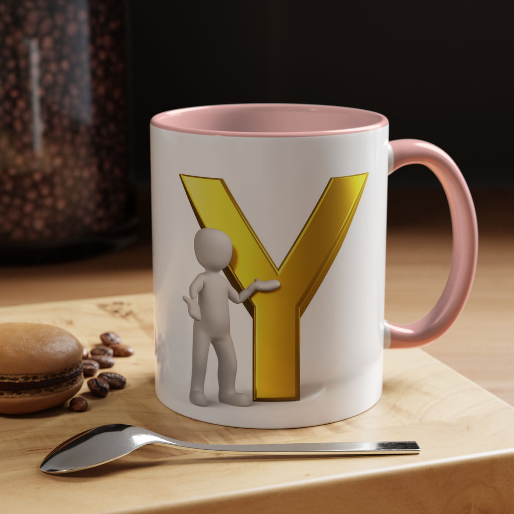 Goldbuchstabe Y mit Motiv Kaffeetasse | Akzentgriff und Innenseite