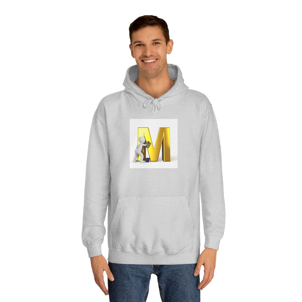 Gold Letter M with Figure Hoodie | Monogram Initial M Sweatshirt