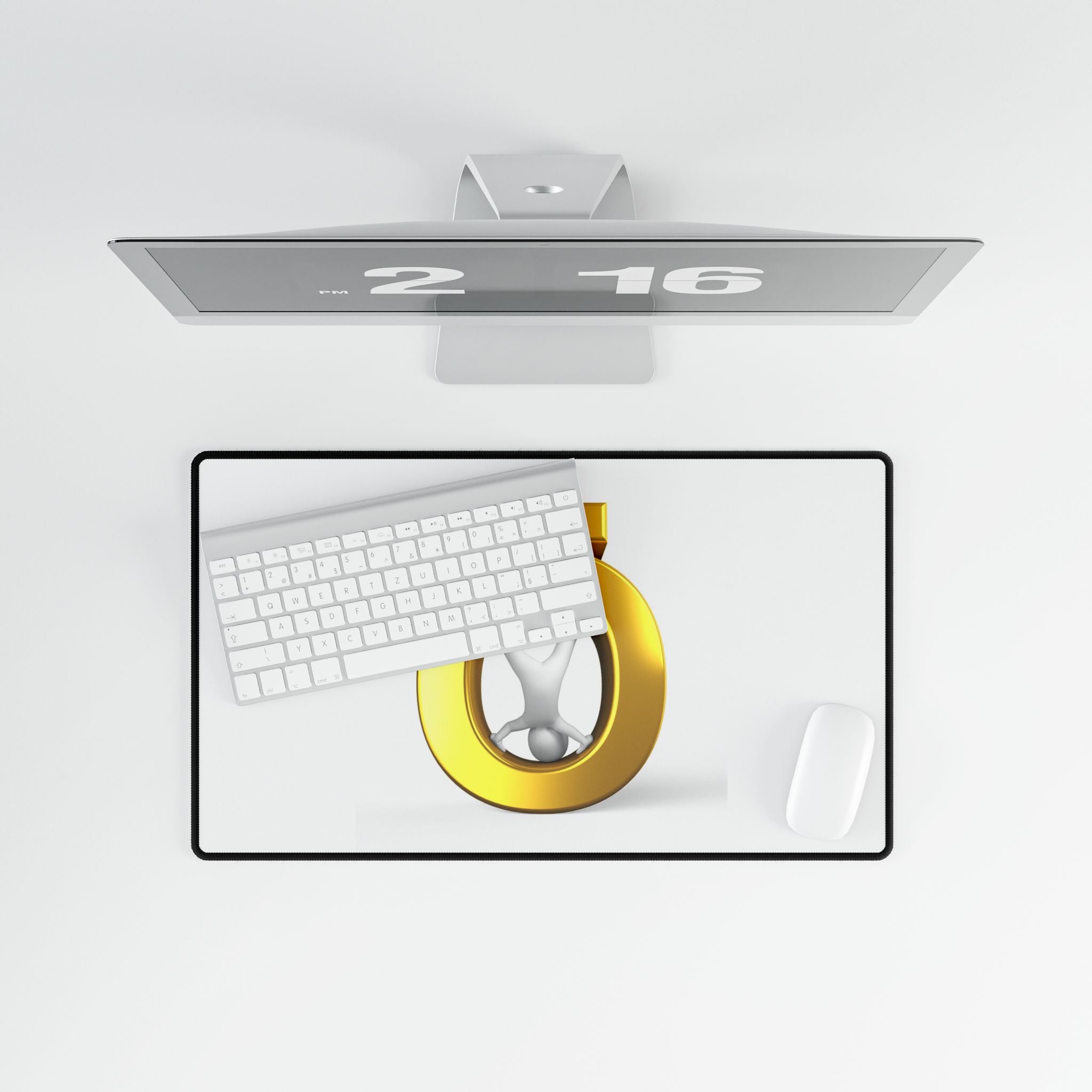 Gold Letter Ö Figure Desk Mat | Minimal 3D Symbol Mouse Pad