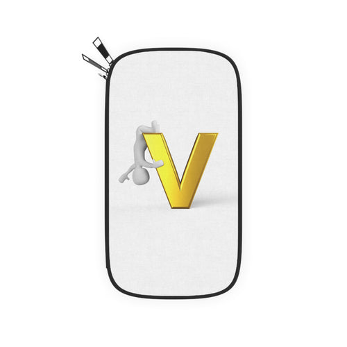 Portefeuille de voyage 3D doré Lettre V avec figurine | Accessoire de voyage initiale V