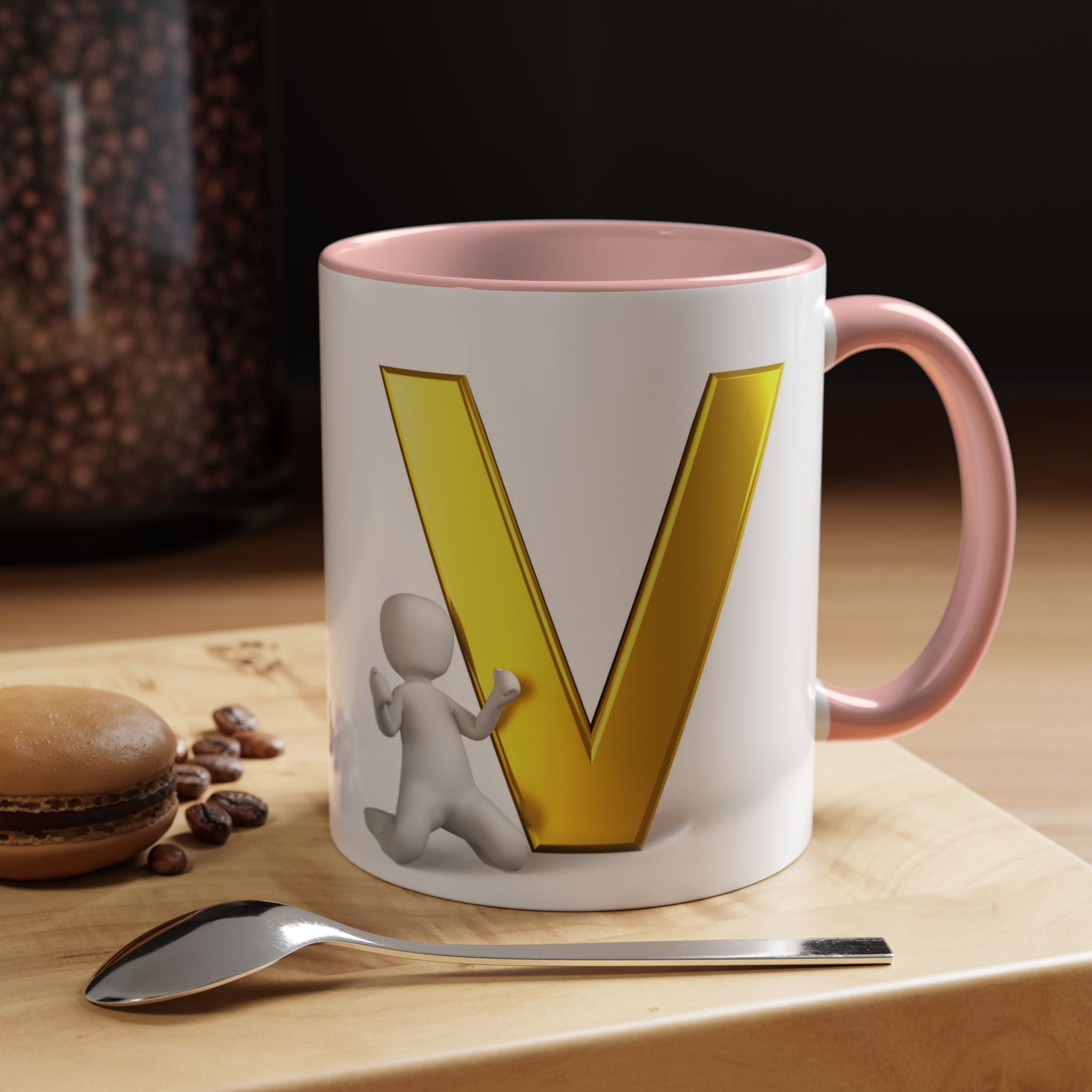 Gold Letter V Mug | Accent Coffee Mug 11oz 15oz